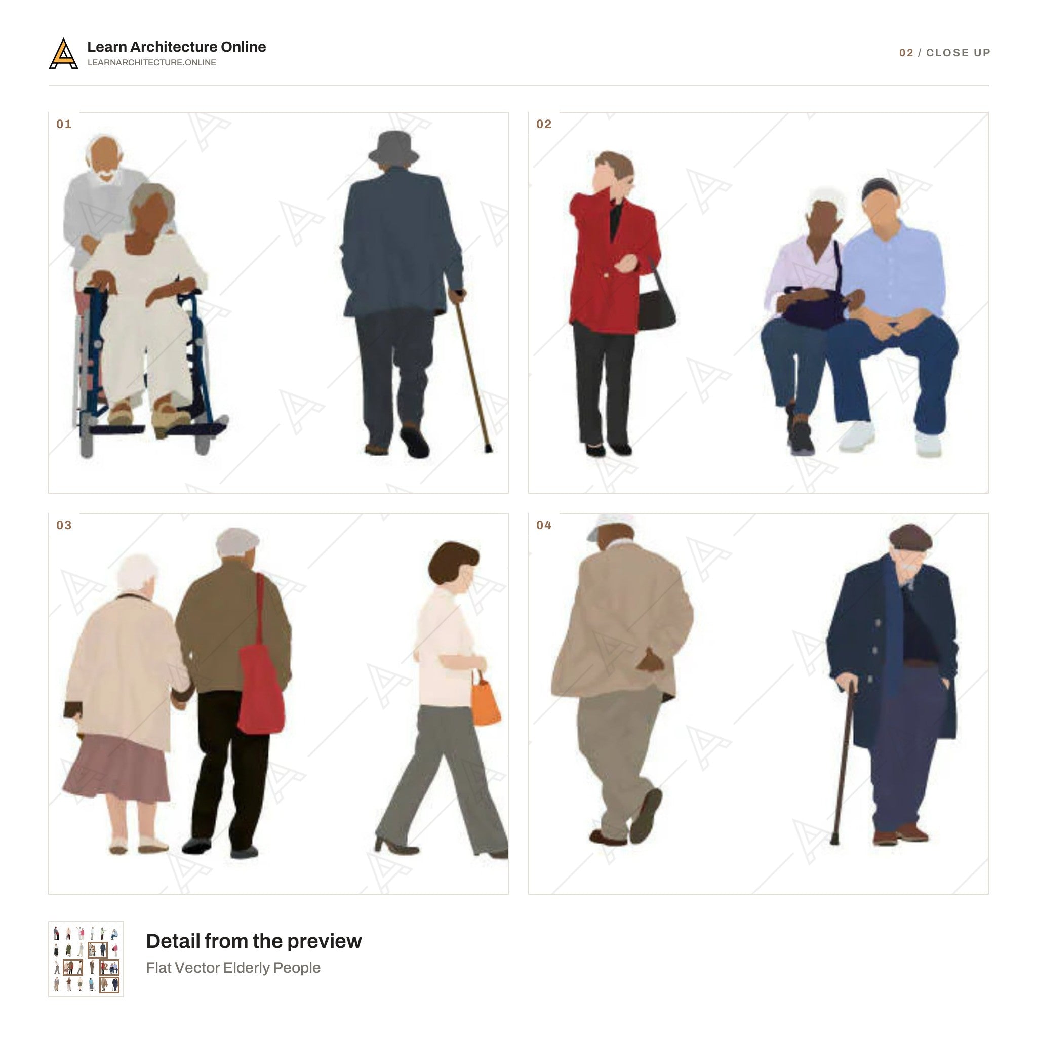 Flat Vector Elderly People close up