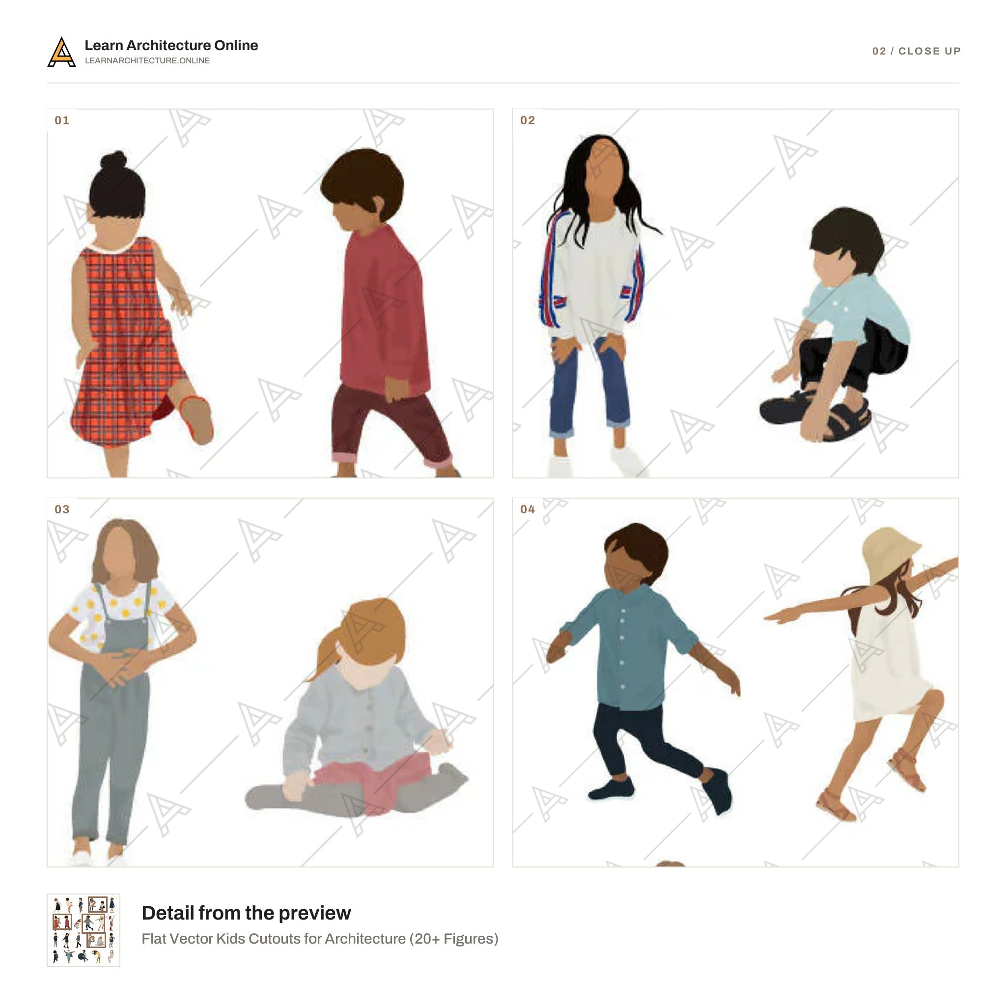 Flat Vector Kids Cutouts for Architecture close up