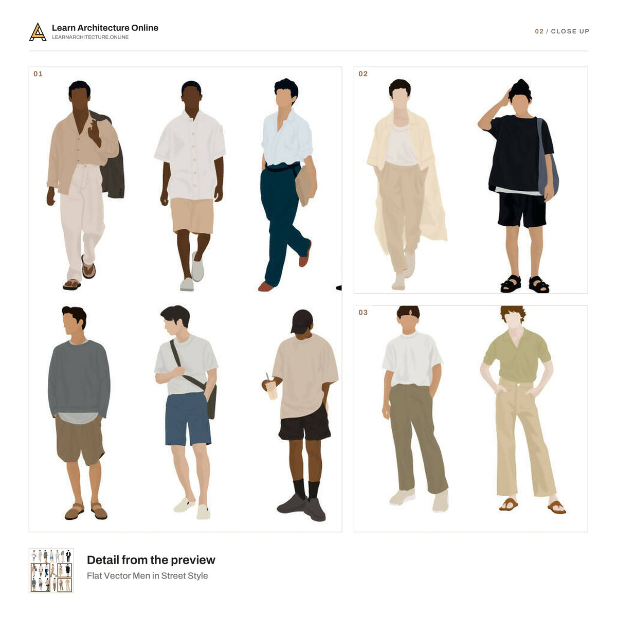 Flat Vector Men in Street Style close up