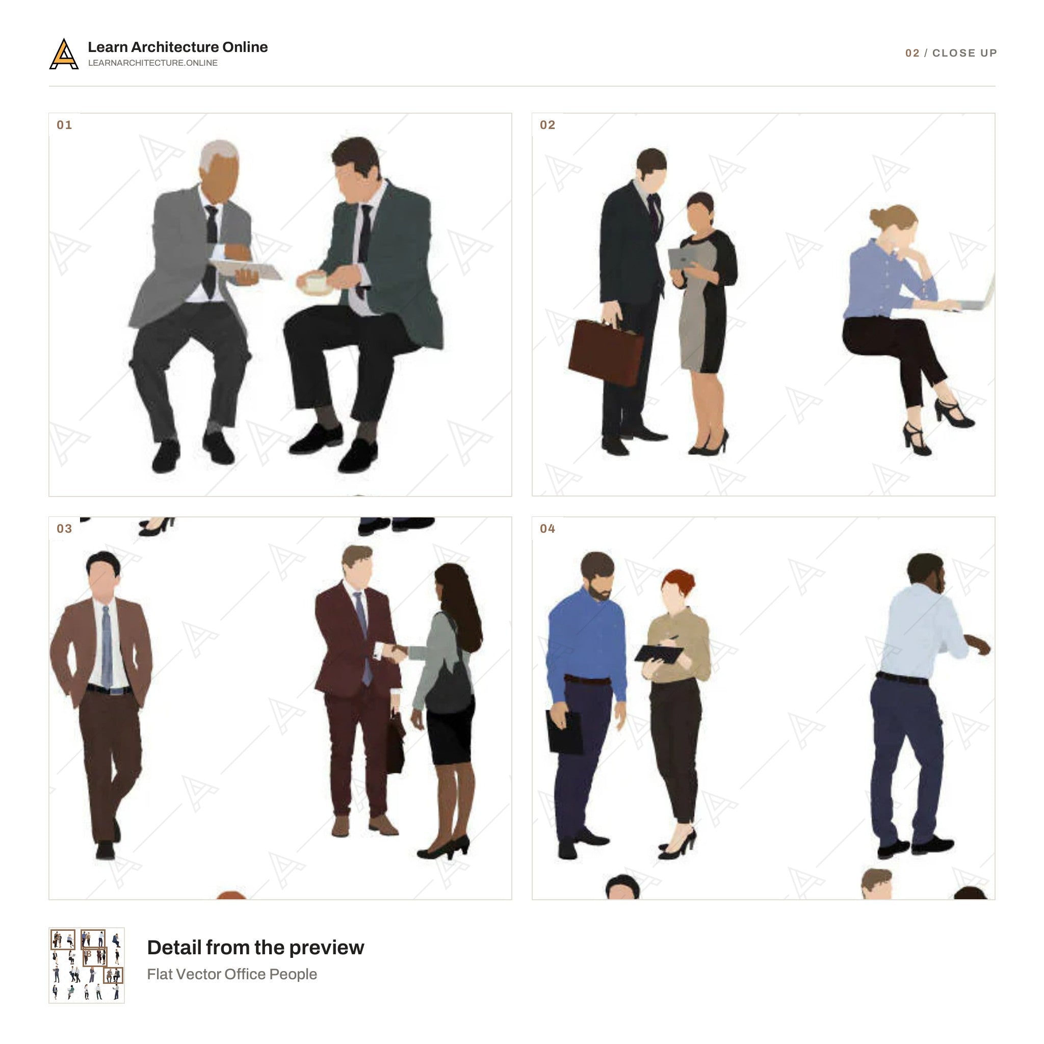 Flat Vector Office People close up