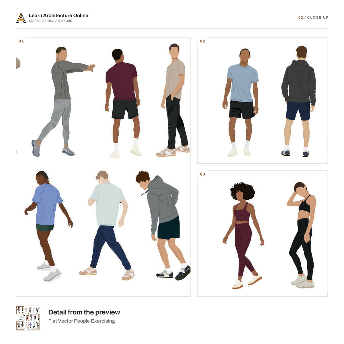 Flat Vector People Exercising close up