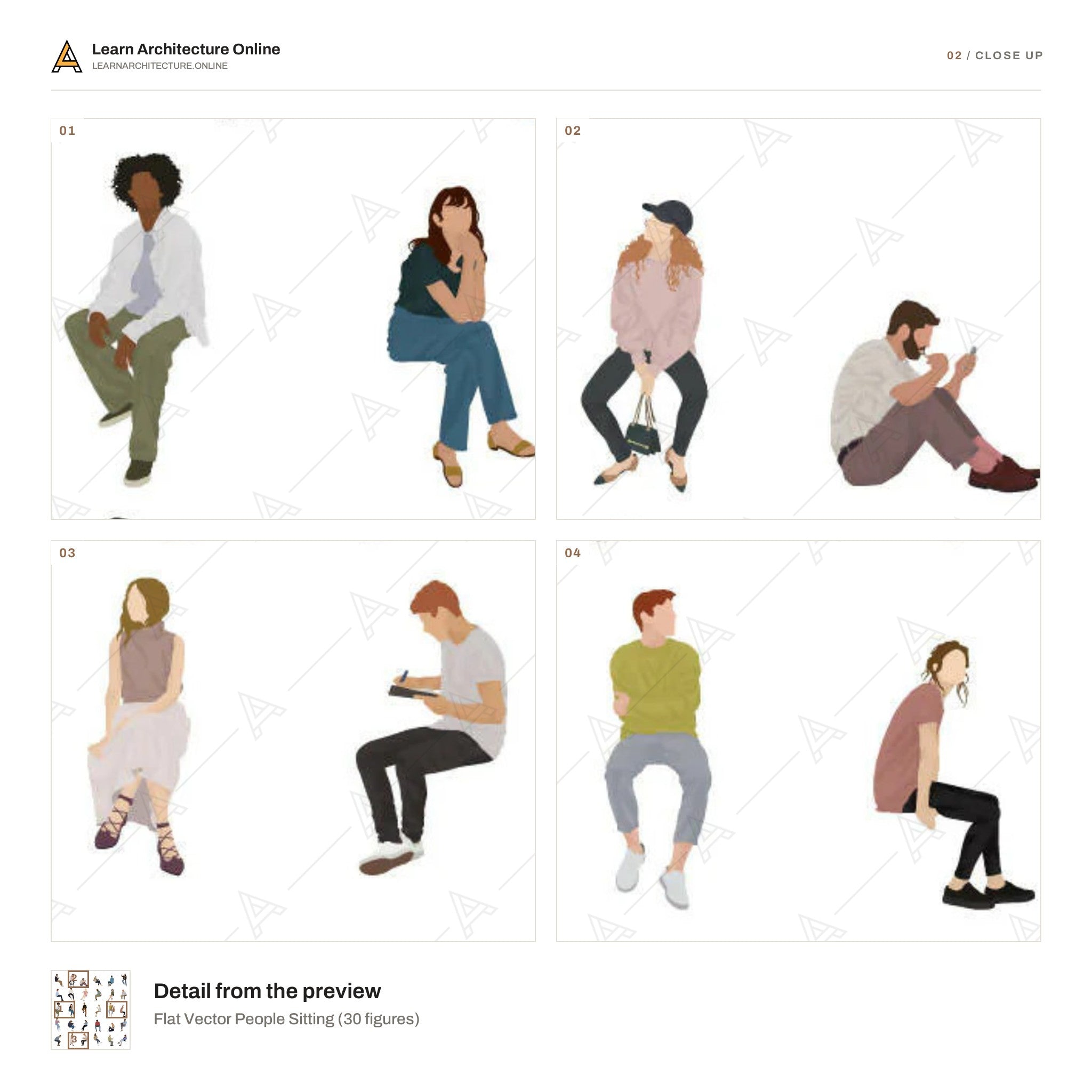 Flat Vector People Sitting close up