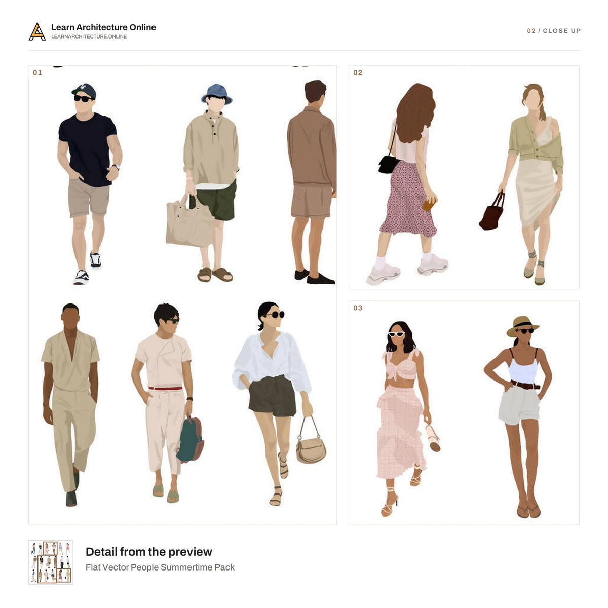 Flat Vector People Summertime Pack close up