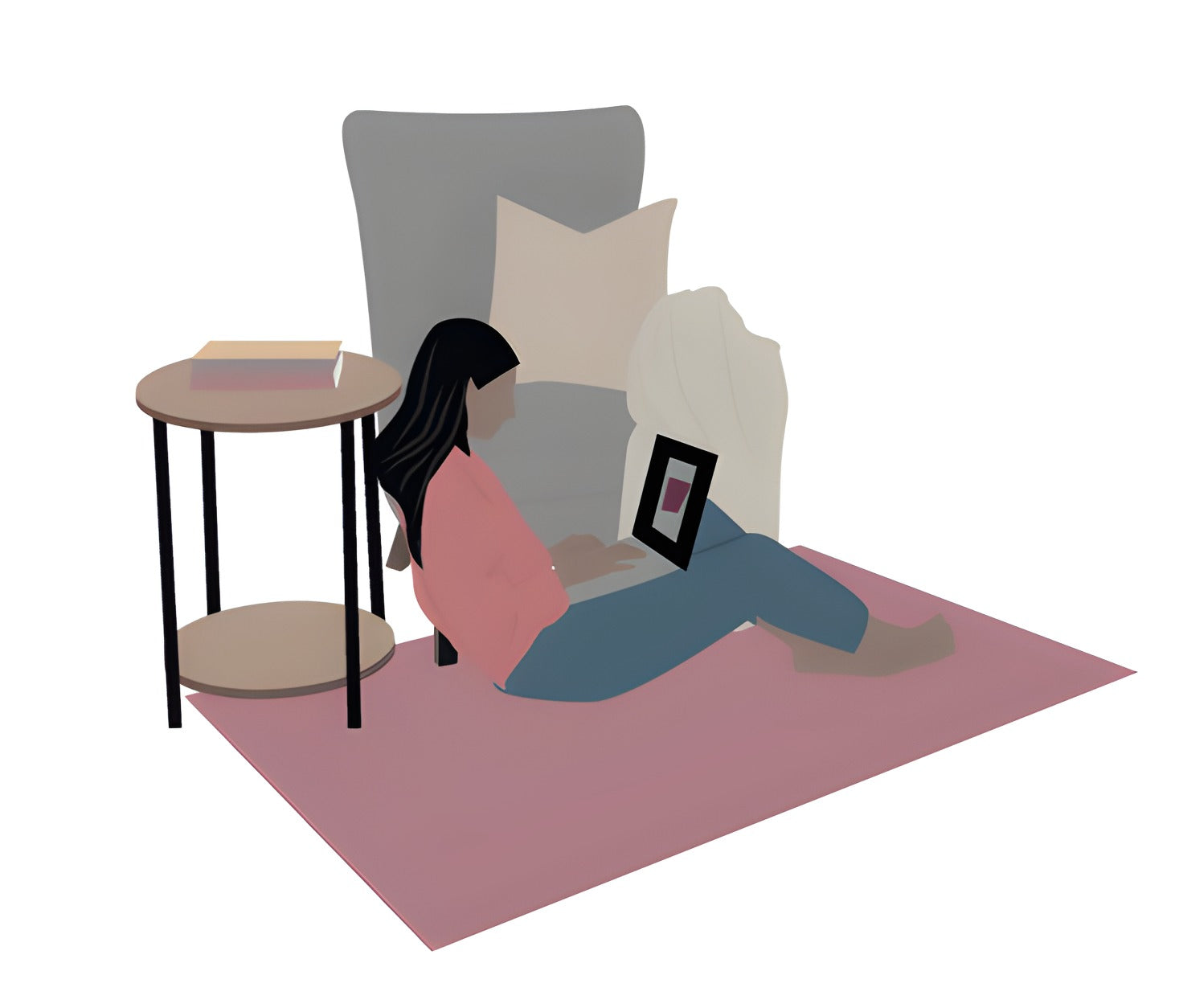 Flat Vector Reading Corner With People — cutout pack for architectural visualisation, preview 3 of 4