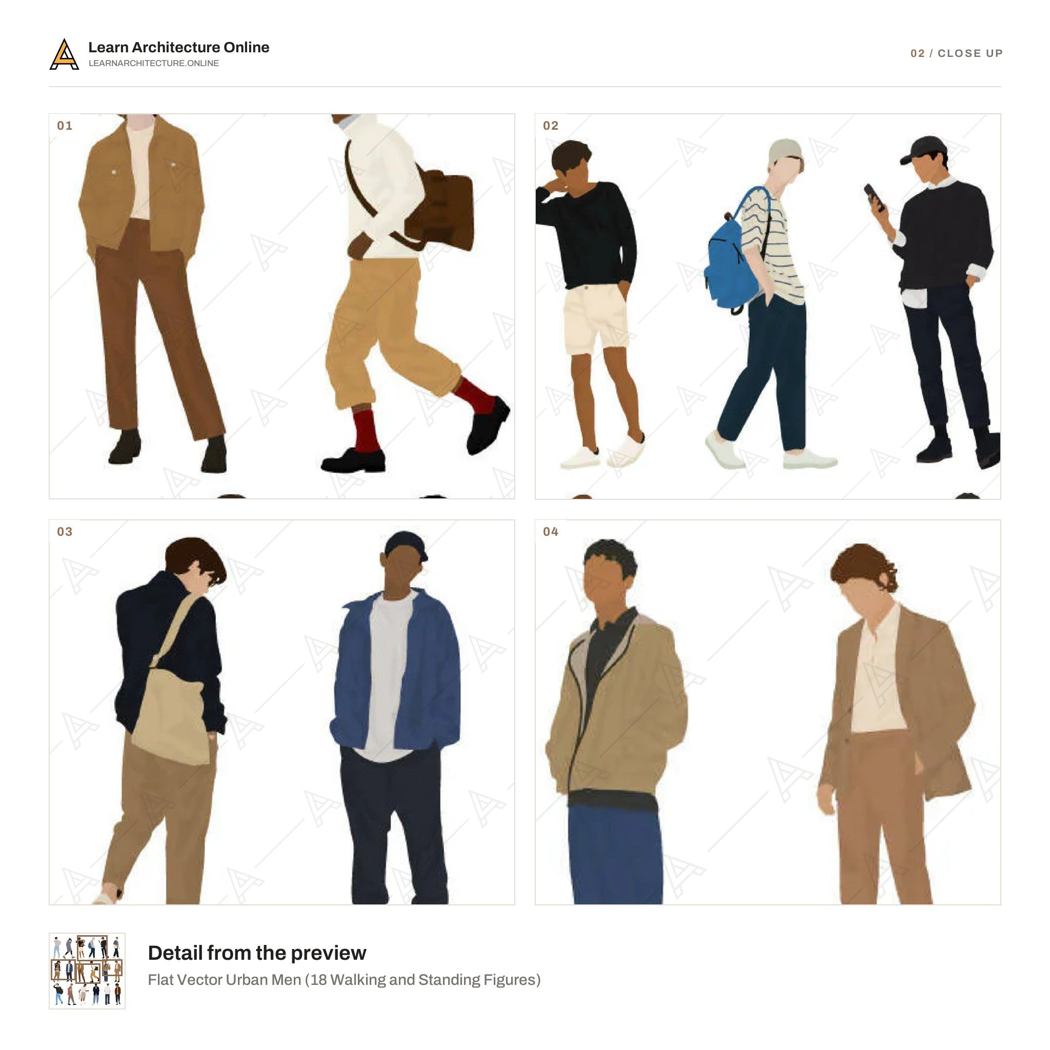 Flat Vector Urban Men close up