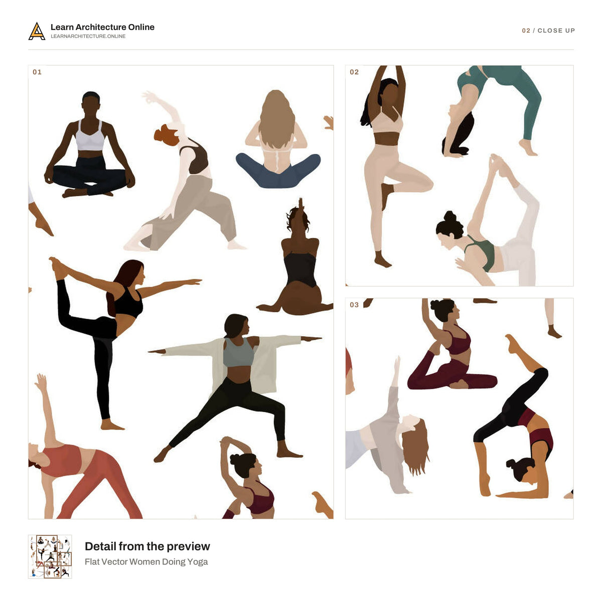 Flat Vector Women Doing Yoga close up