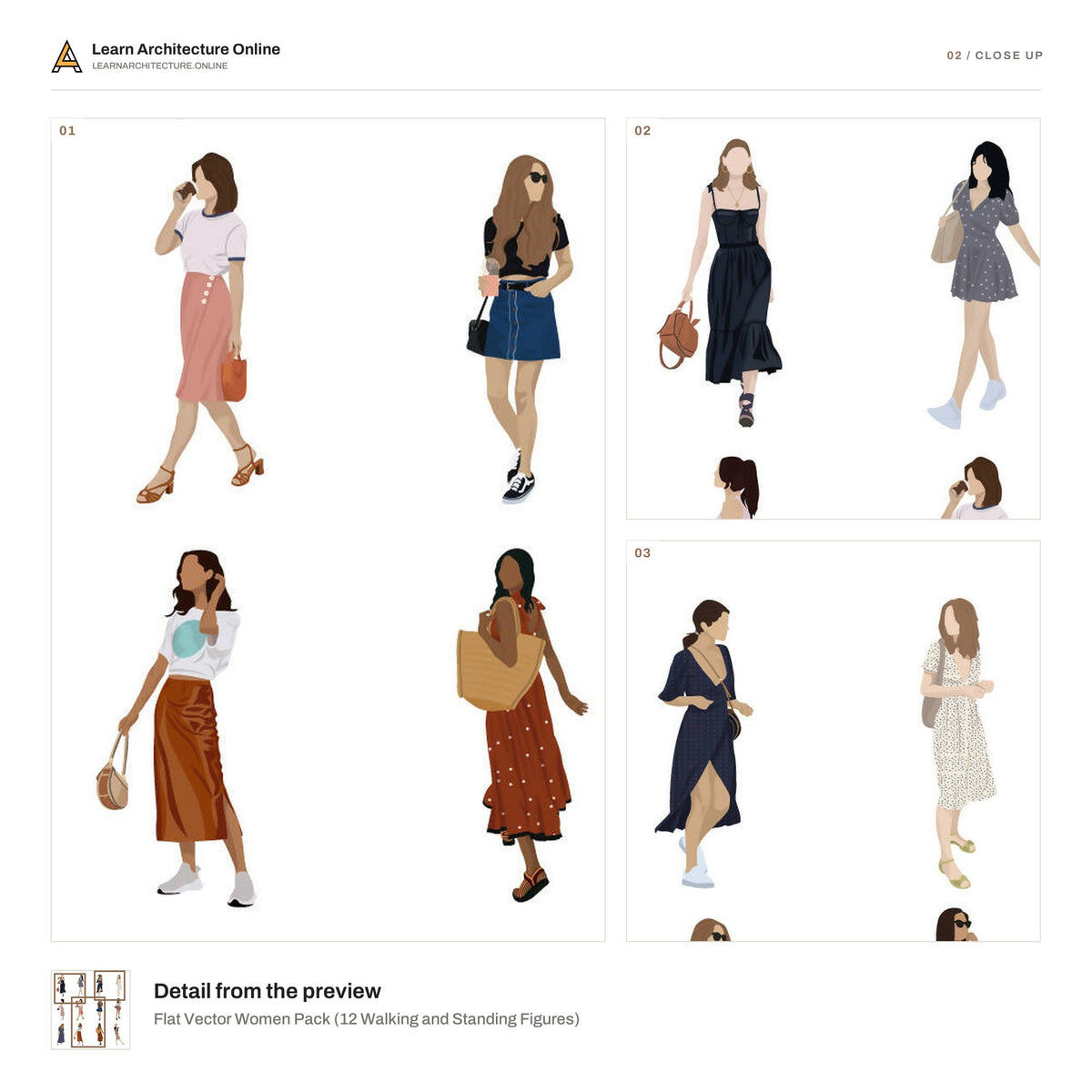 Flat Vector Women Pack close up