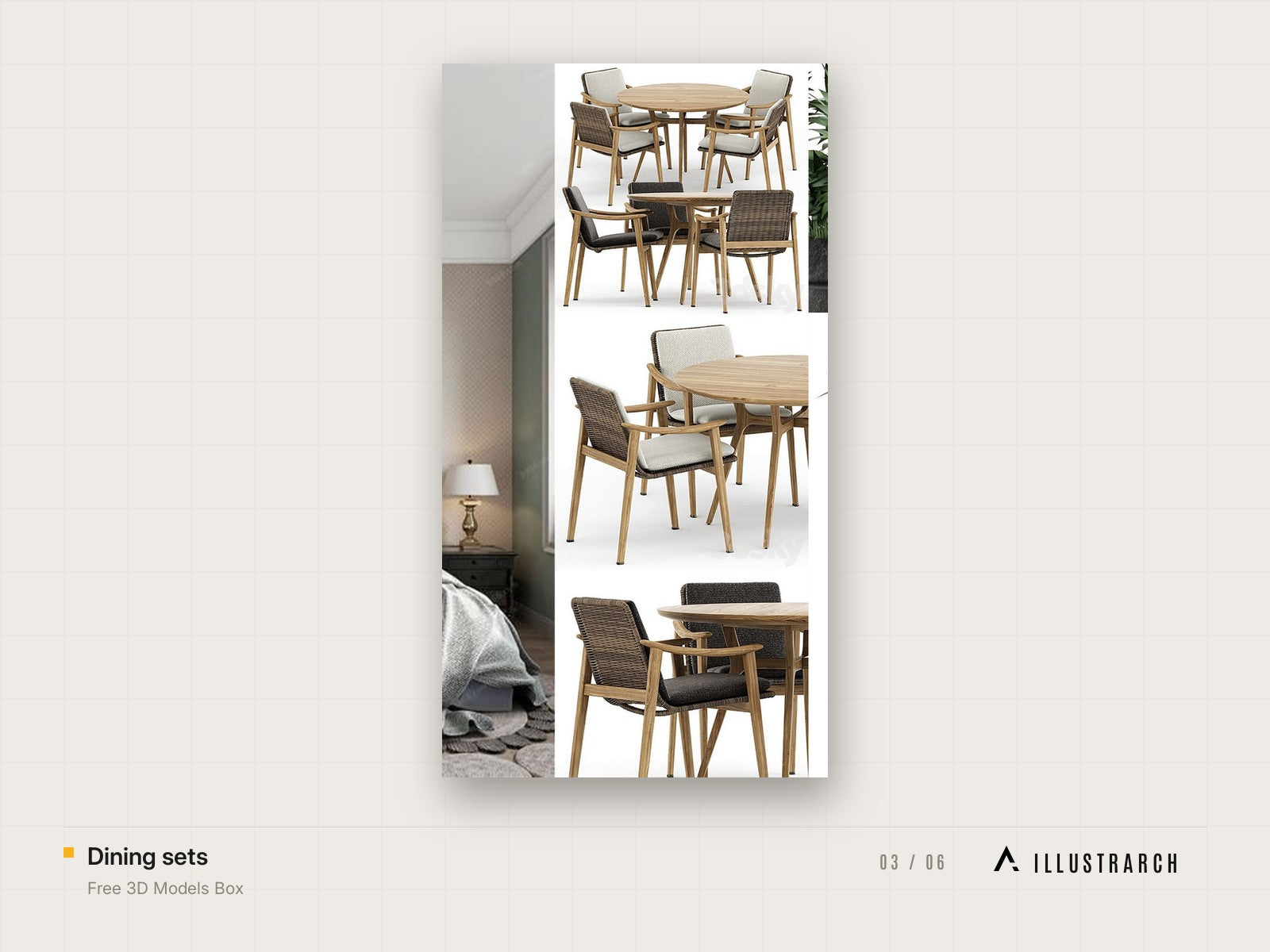 Free 3D Models Box for Architectural Renders: dining sets