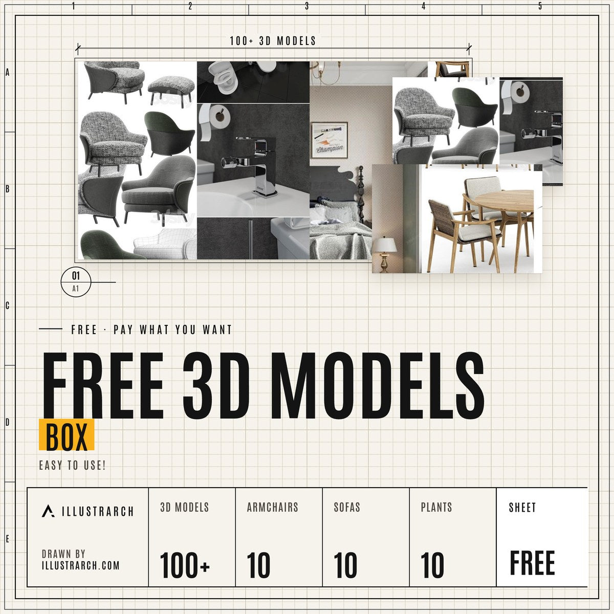 Free 3D Models Box for Architectural Renders cover
