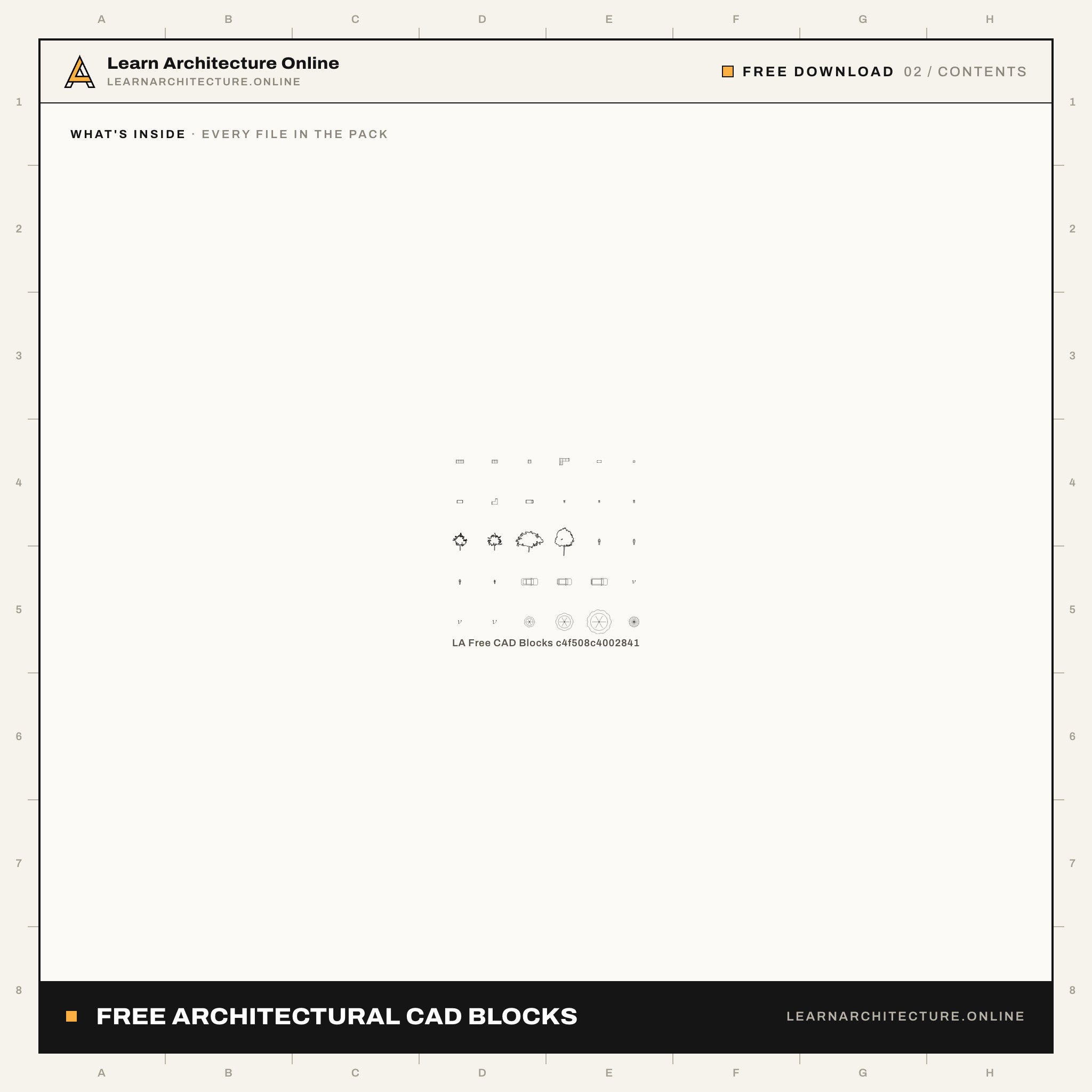 Free Architectural CAD Blocks: 30 Furniture, People, Trees, Cars and Doors: contents