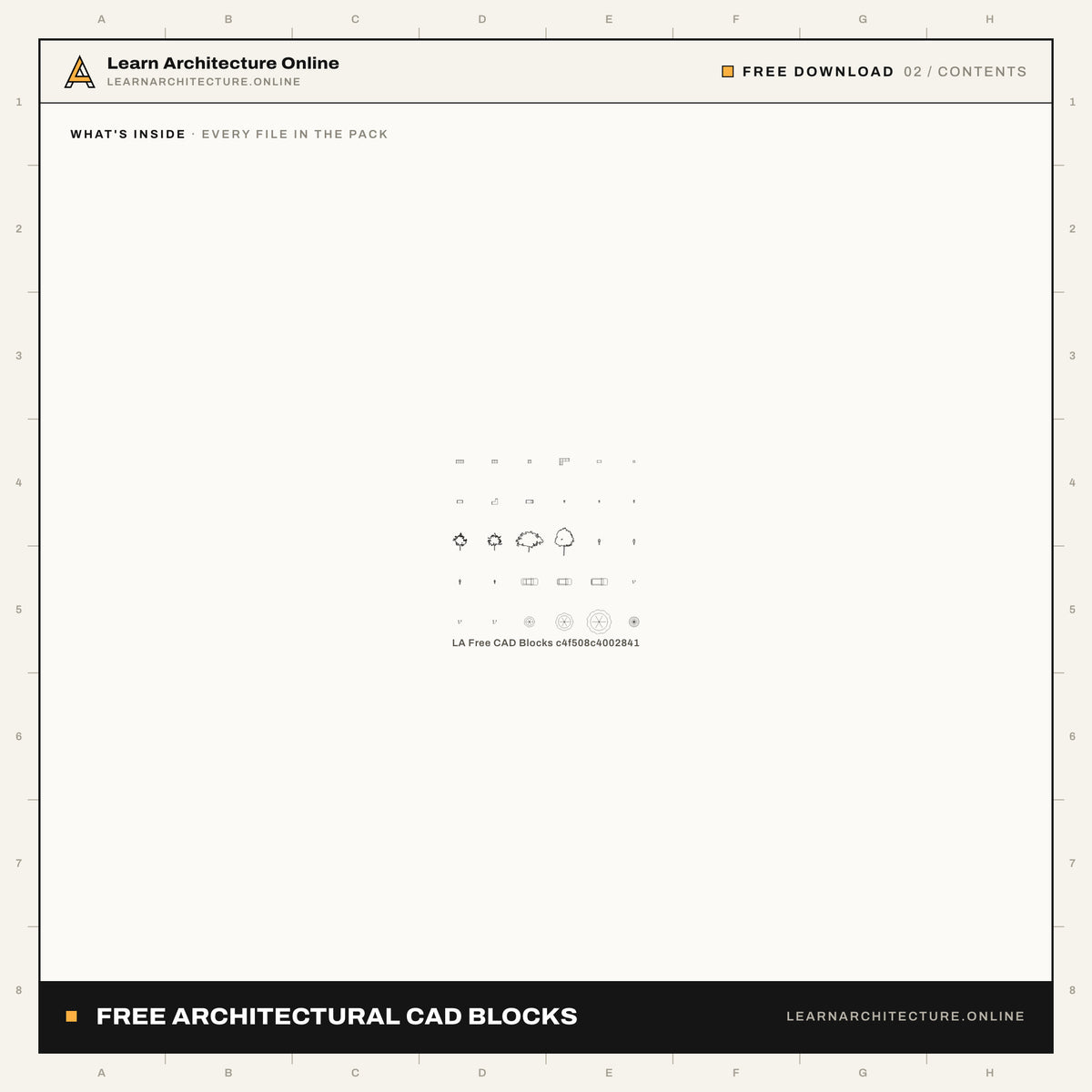 Free Architectural CAD Blocks: 30 Furniture, People, Trees, Cars and Doors: contents