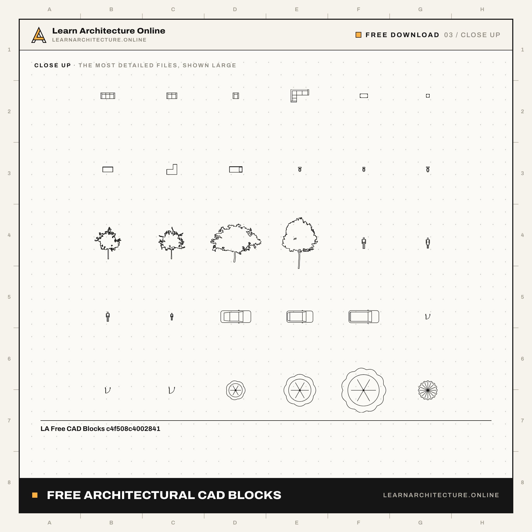 Free Architectural CAD Blocks: 30 Furniture, People, Trees, Cars and Doors: close up