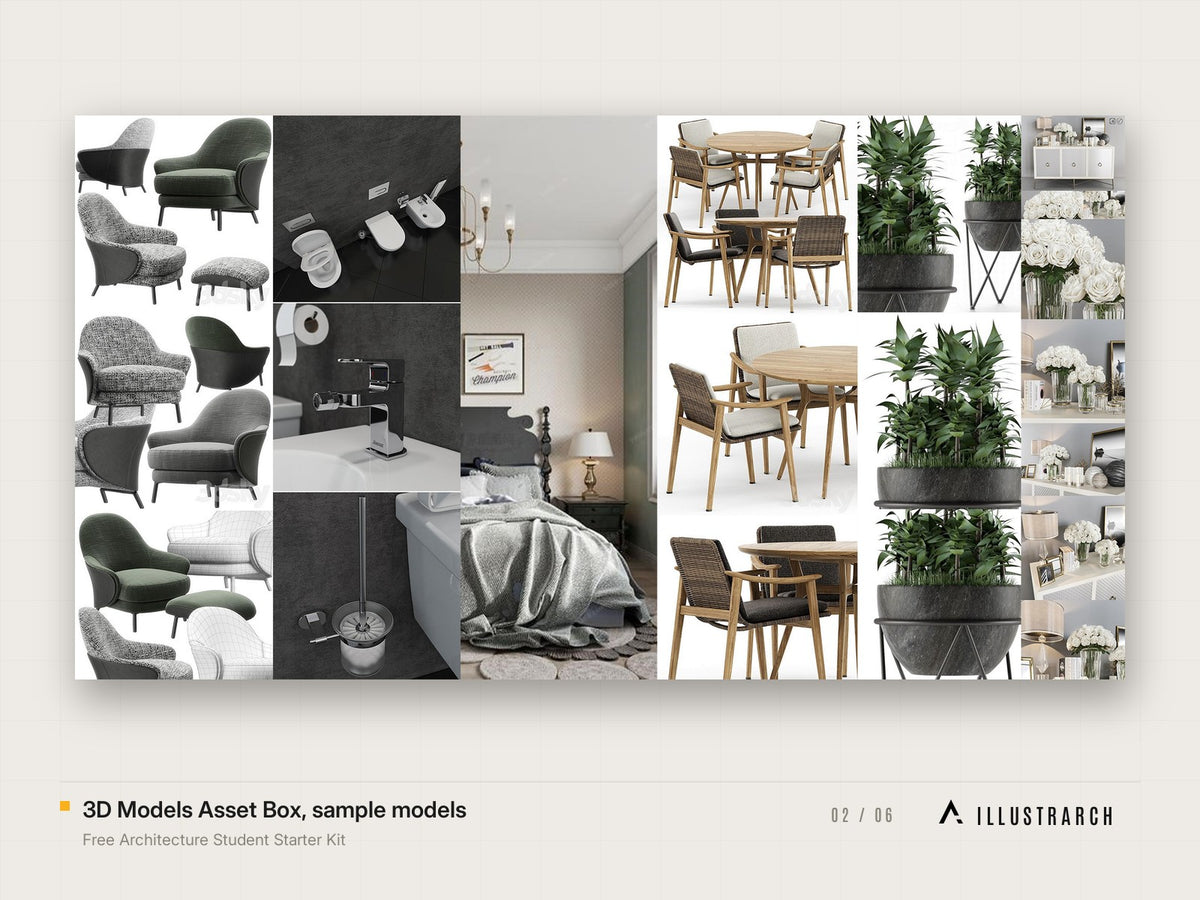 Architecture Student Kit: 3d models asset box sample models