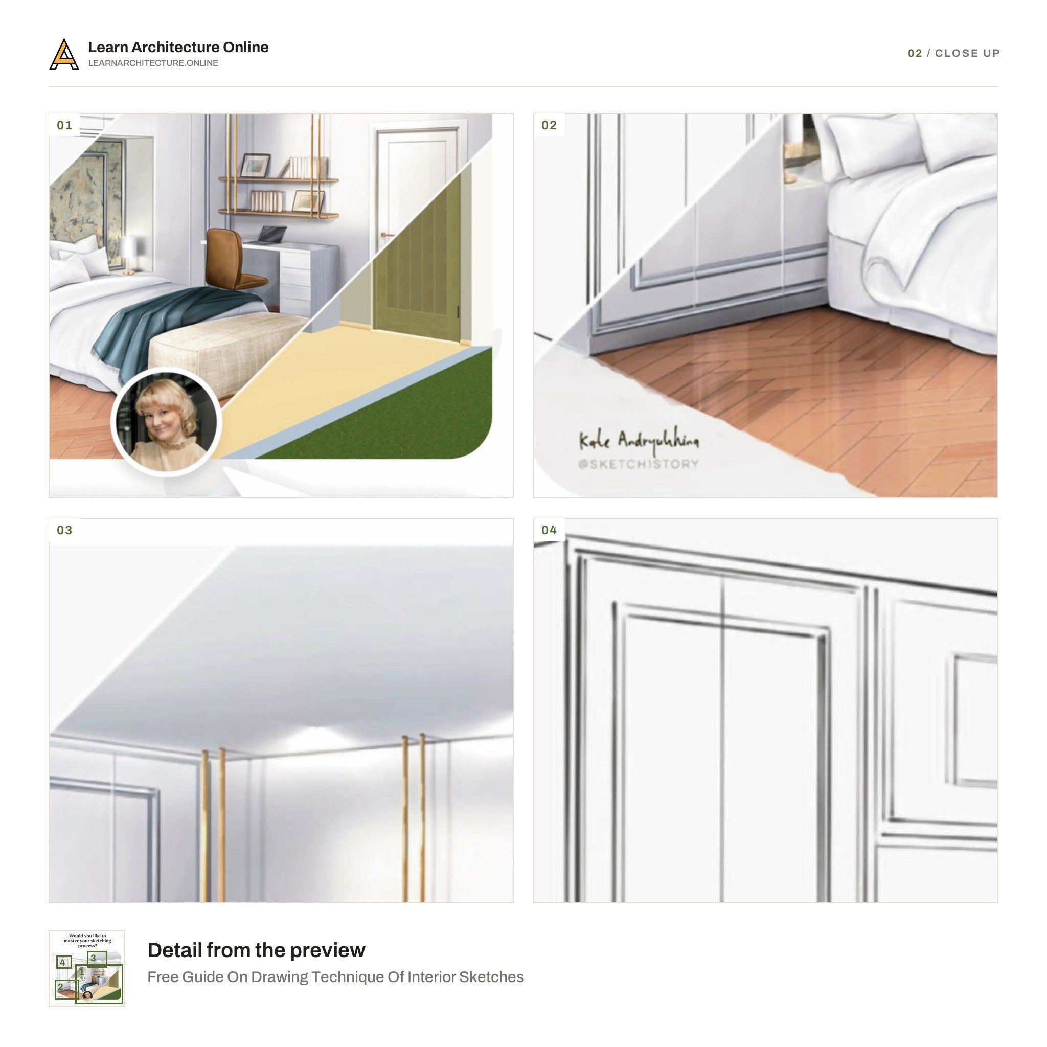 Free Guide On Drawing Technique Of Interior Sketches close up