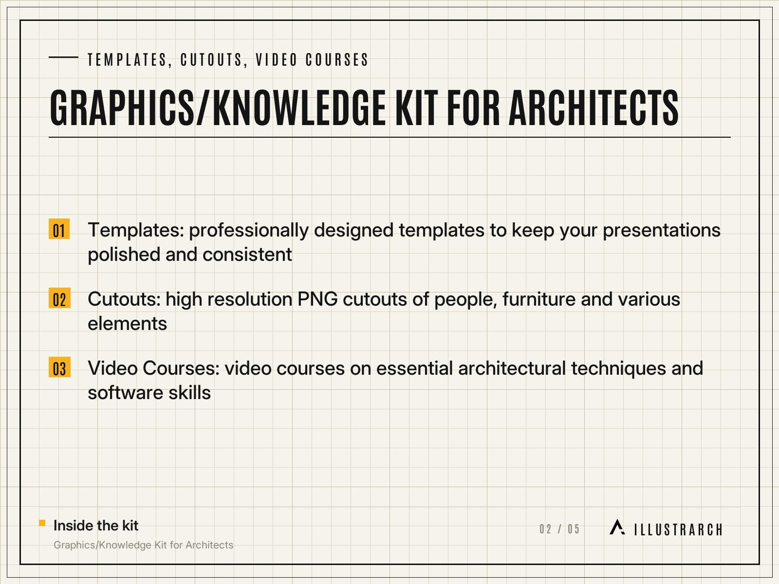 Graphics/Knowledge Kit for Architects: card templates cutouts video course