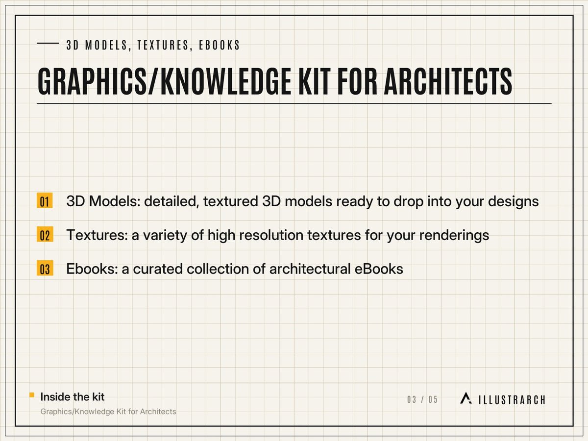 Graphics/Knowledge Kit for Architects: card 3d models textures ebooks