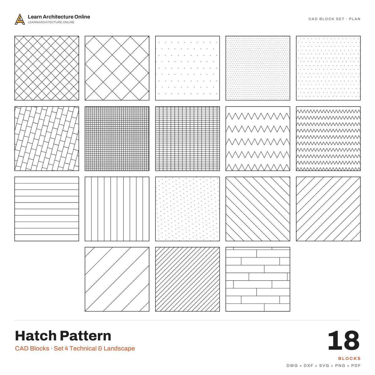 Earth Hatch Pattern Autocad Hatch Pattern CAD Blocks · Set 4 Technical & Landscape (18 Blocks)