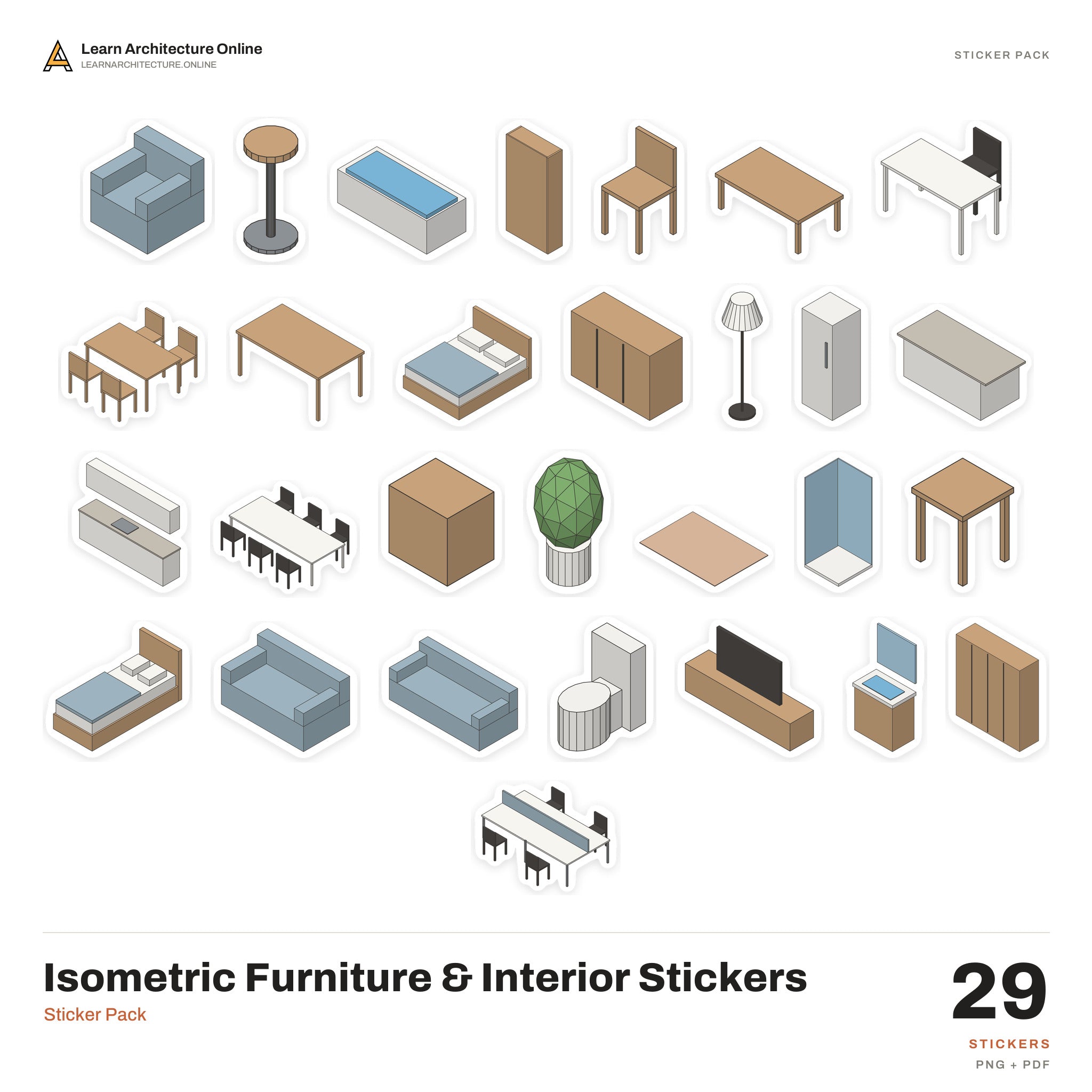 Isometric Furniture & Interior Stickers cover
