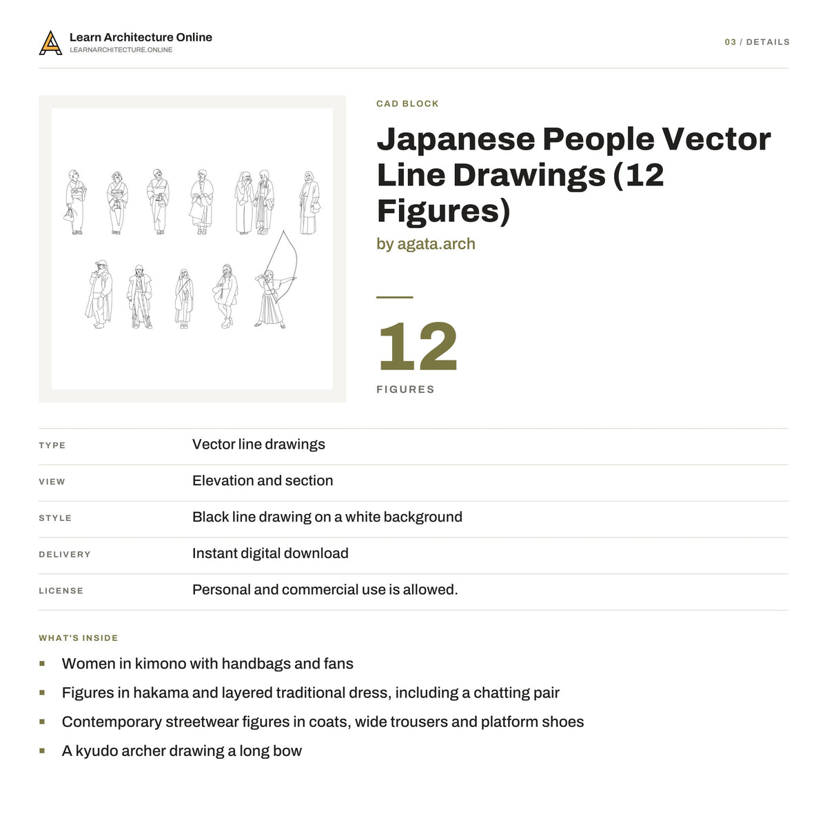 Japanese People Vector Line Drawings details