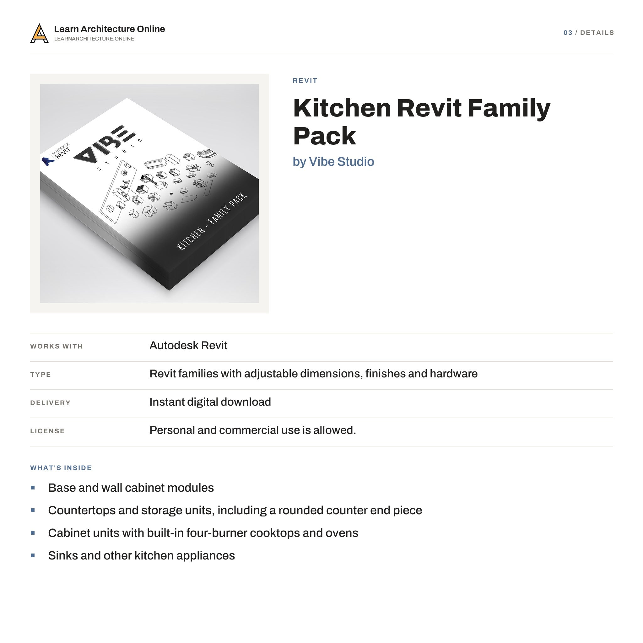 Kitchen Revit Family Pack details