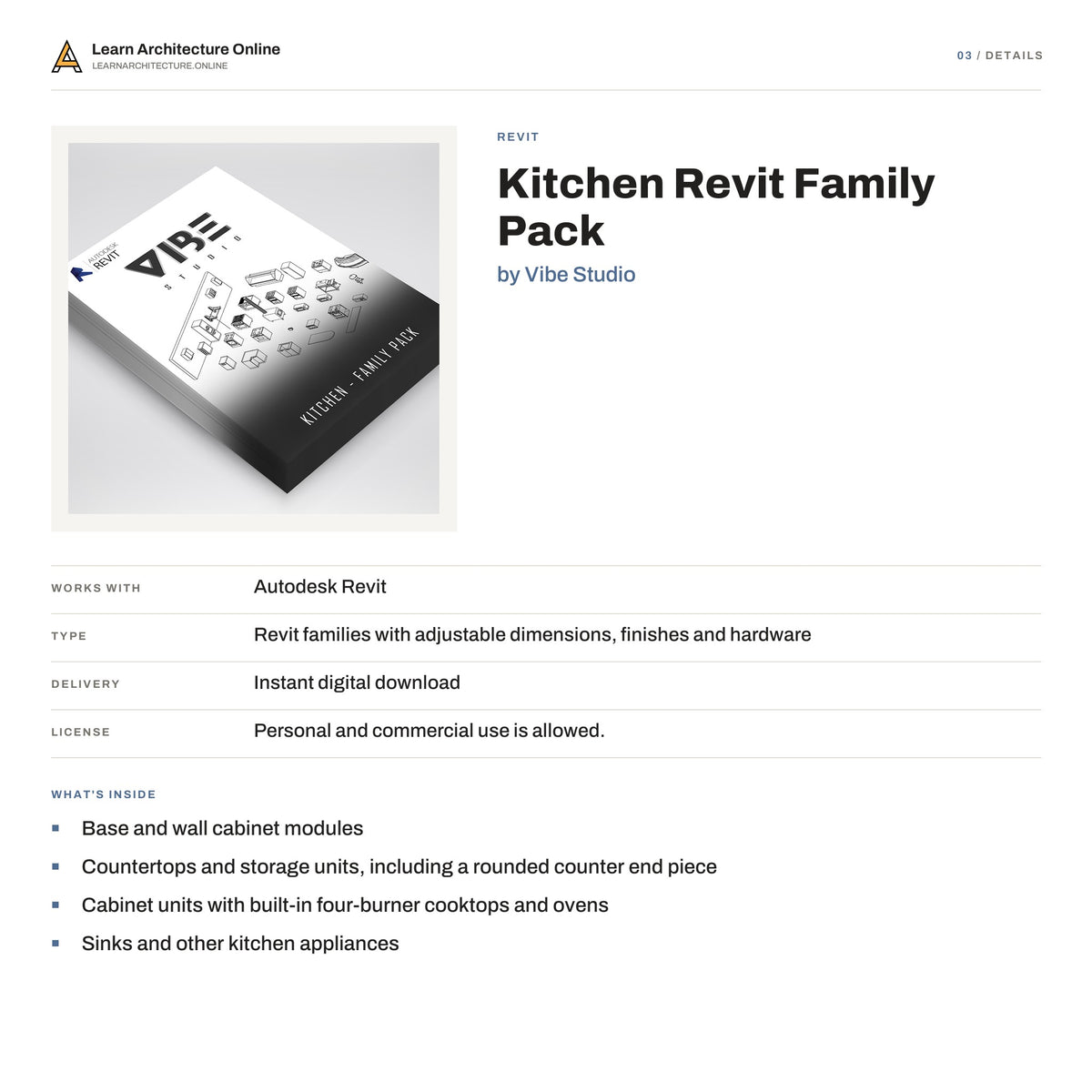 Kitchen Revit Family Pack details