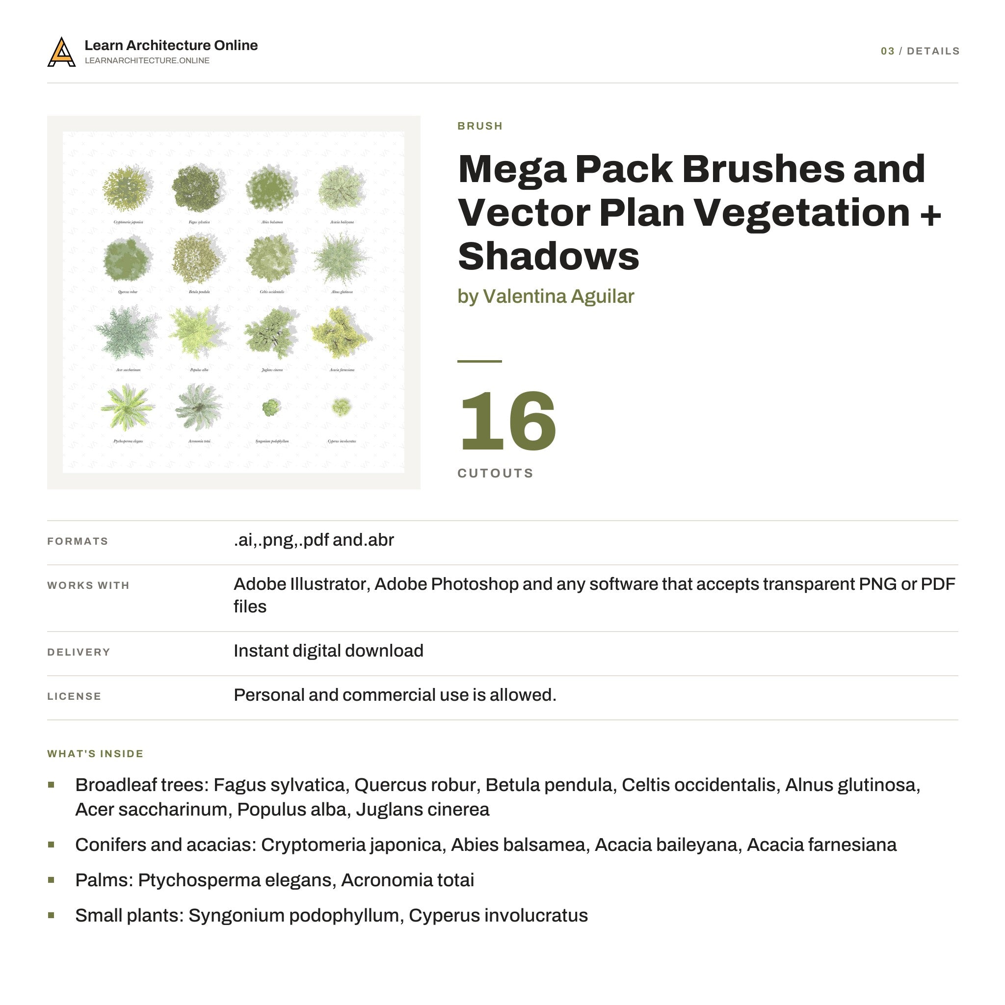 Mega Pack Brushes and Vector Plan Vegetation + Shadows details