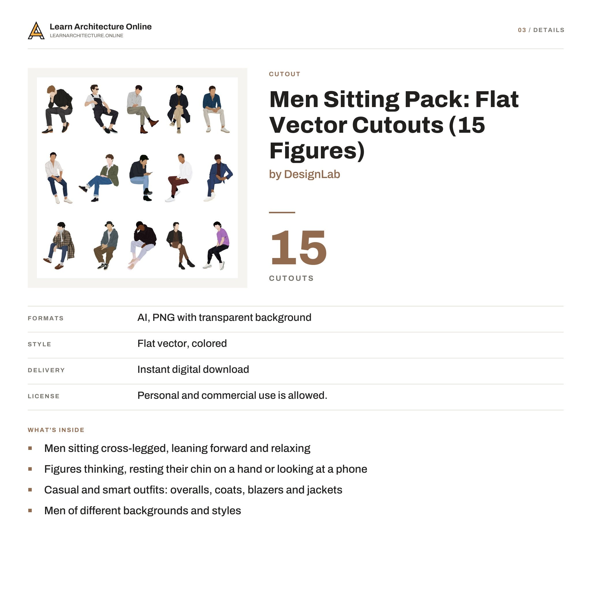 Men Sitting Pack: Flat Vector Cutouts details