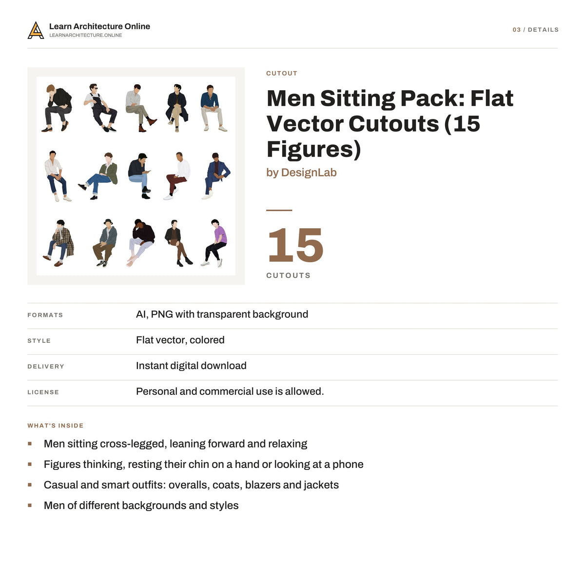 Men Sitting Pack: Flat Vector Cutouts details