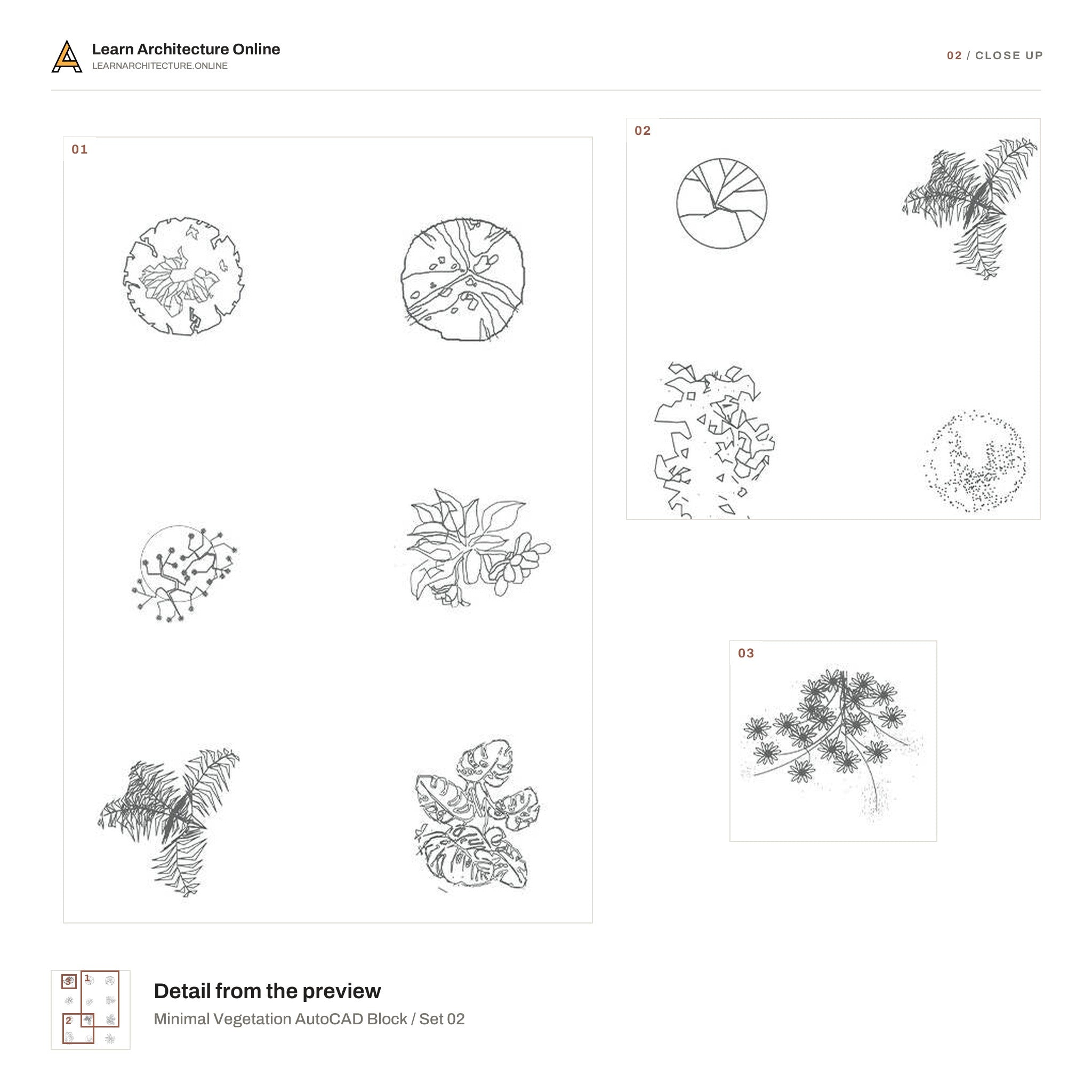 Minimal Vegetation AutoCAD Block / Set 02 close up