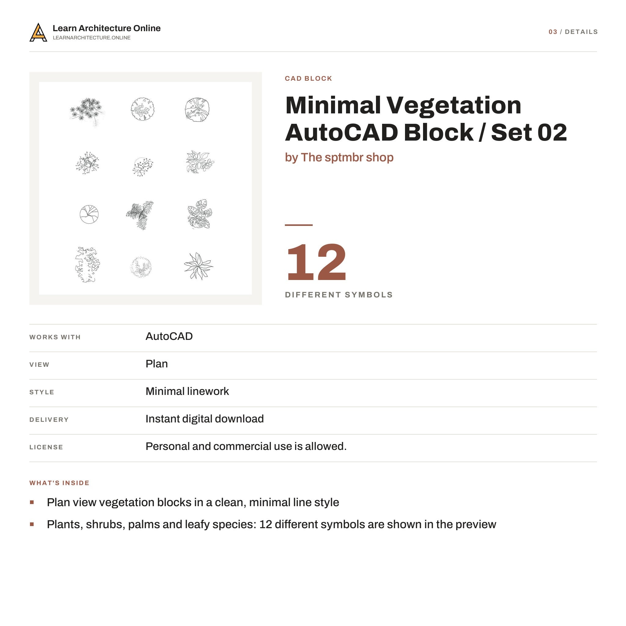 Minimal Vegetation AutoCAD Block / Set 02 details