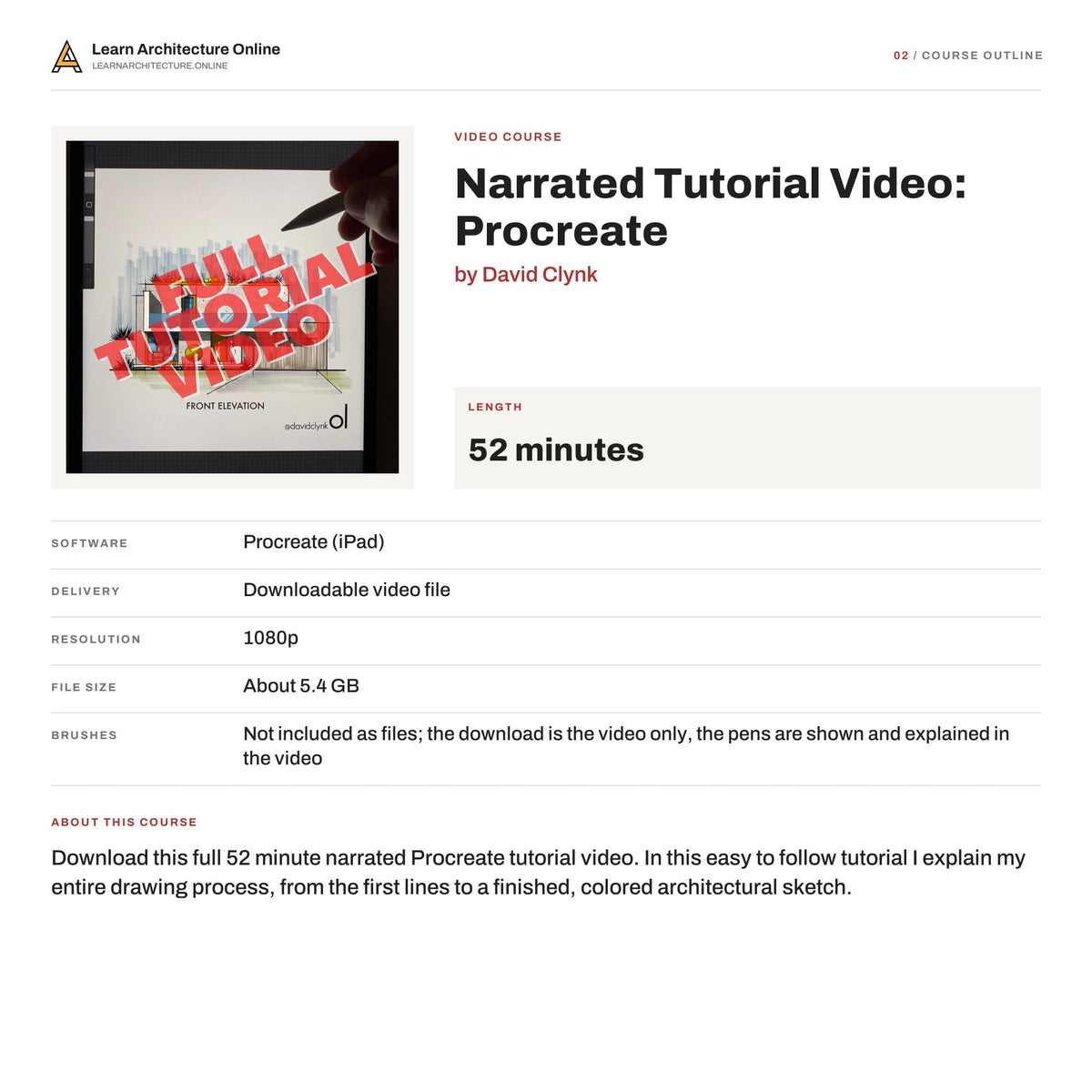 Narrated Tutorial Video: Procreate course outline