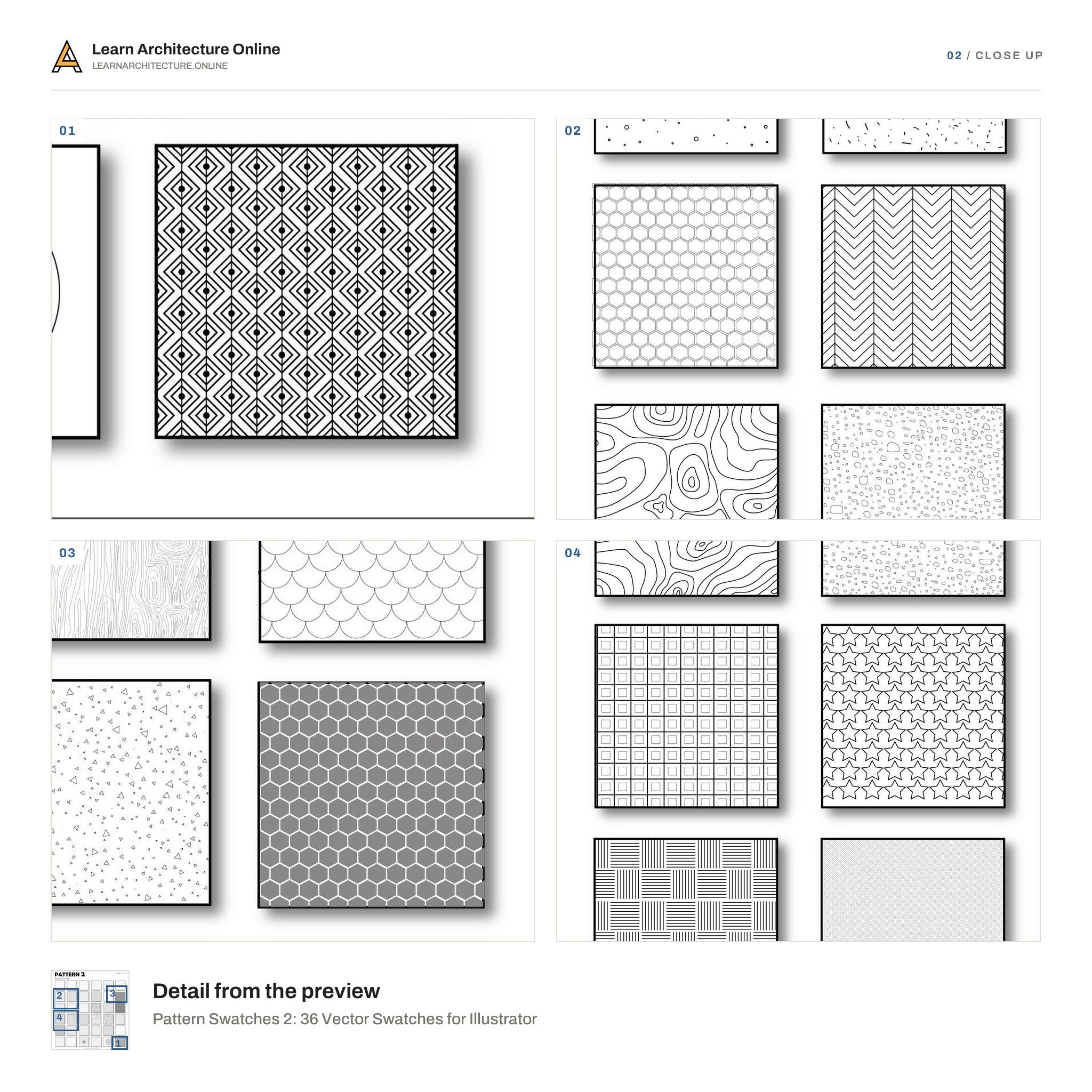 Pattern Swatches 2: 36 Vector Swatches for Illustrator close up