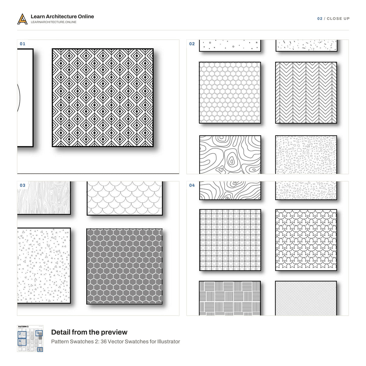 Pattern Swatches 2: 36 Vector Swatches for Illustrator close up