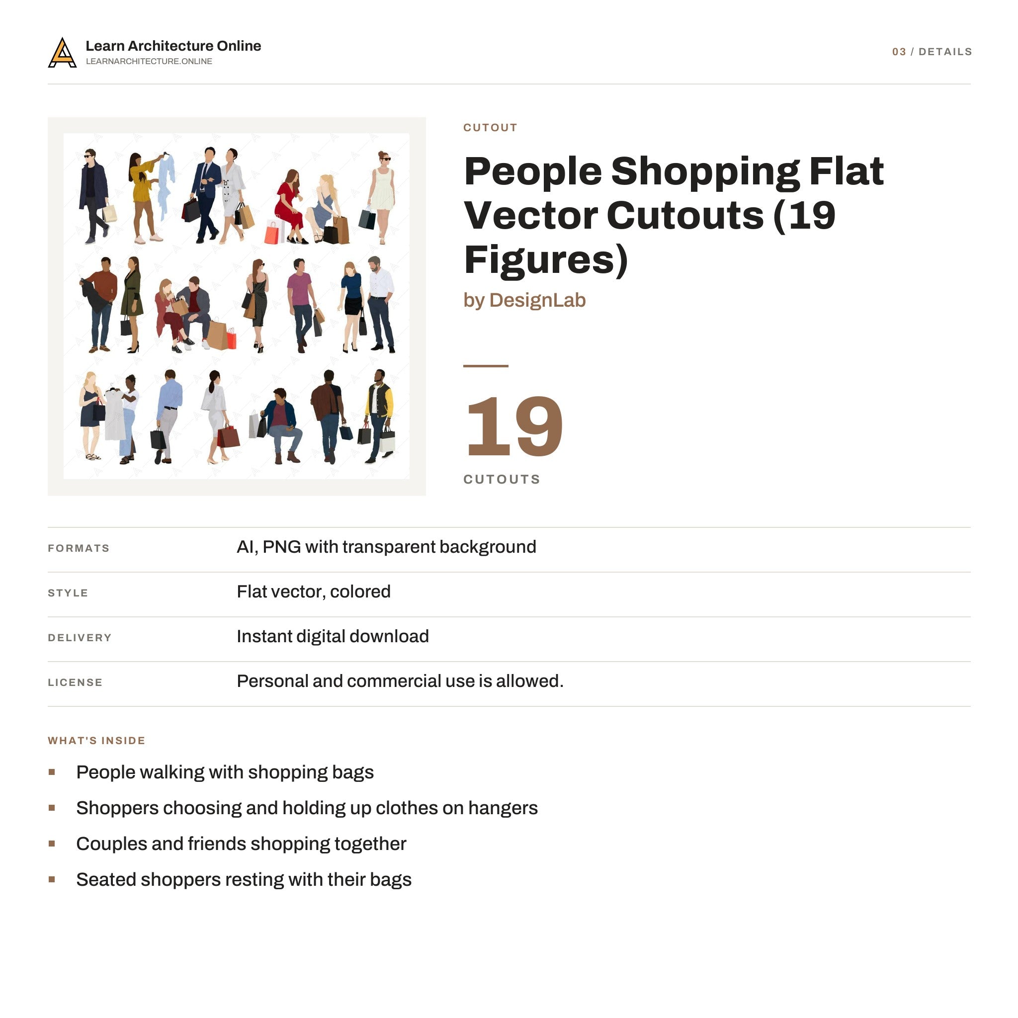 People Shopping Flat Vector Cutouts details