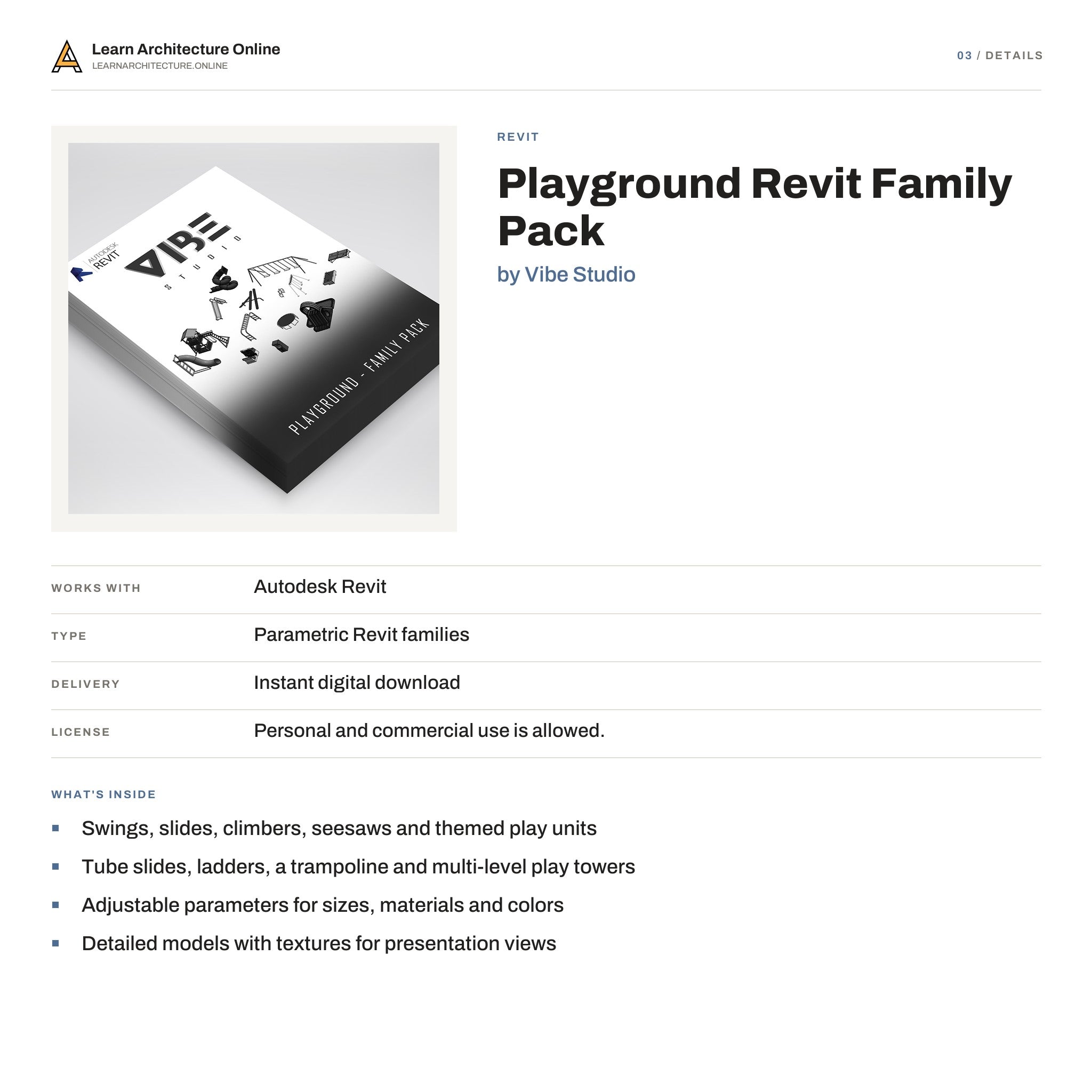 Playground Revit Family Pack details
