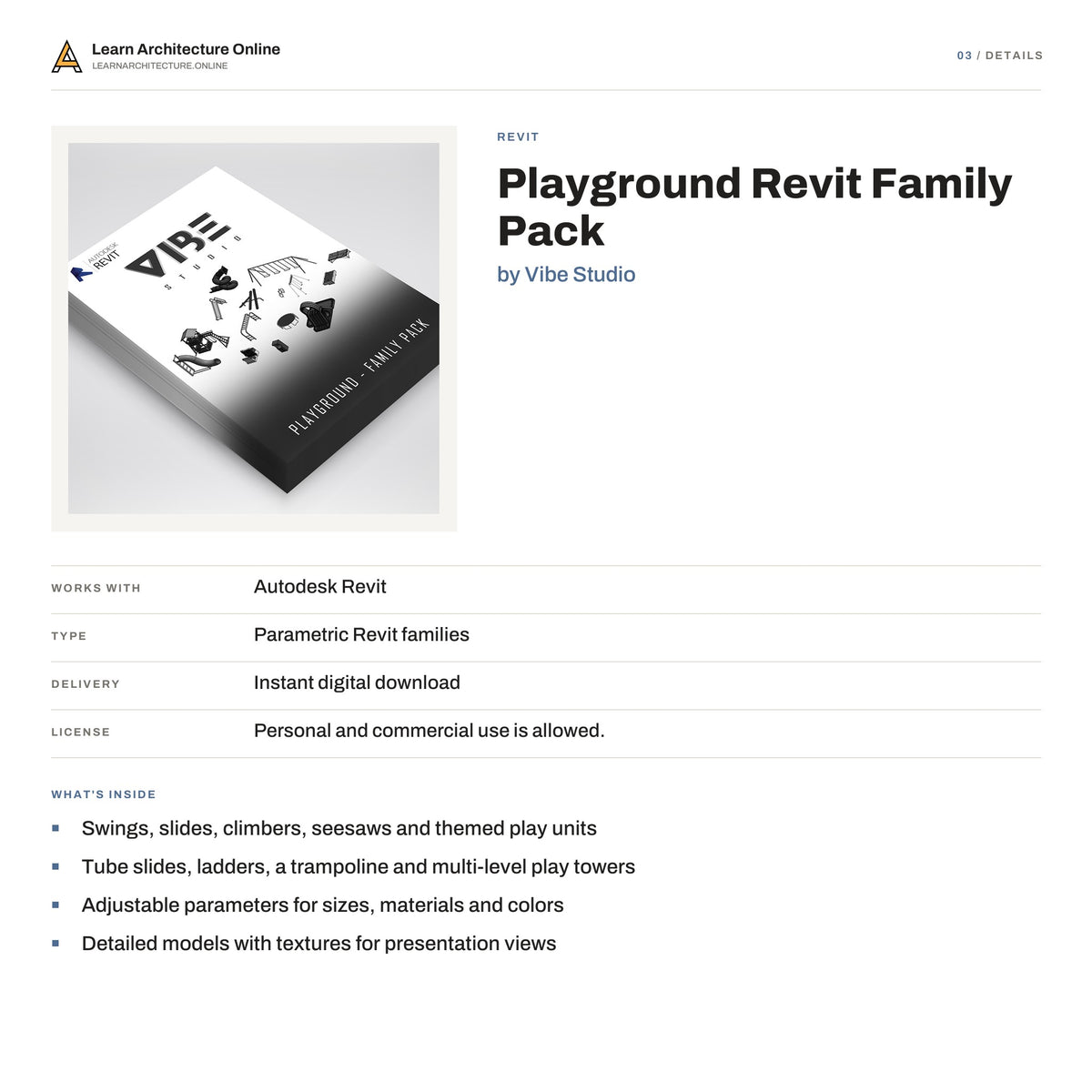 Playground Revit Family Pack details