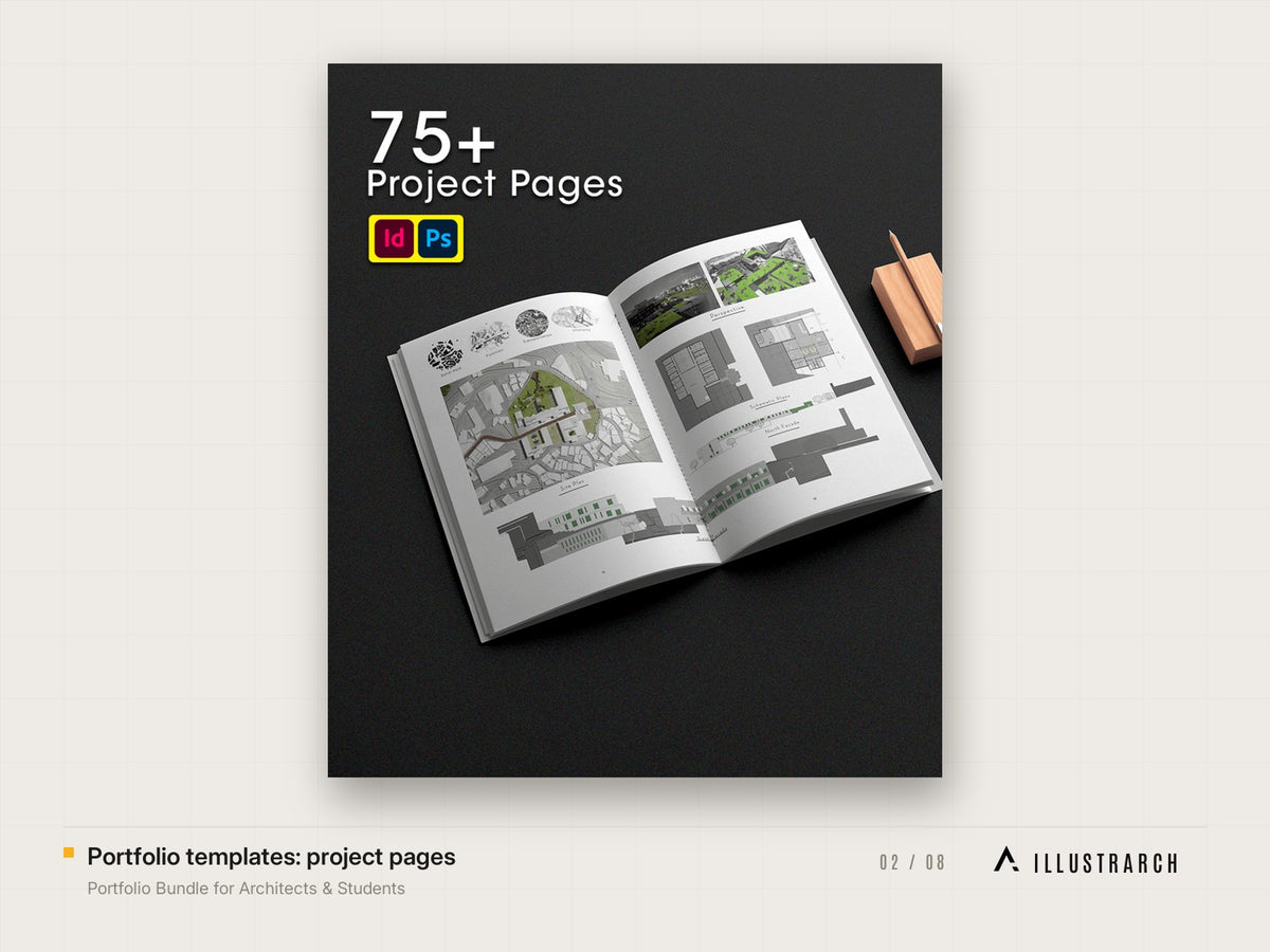 Portfolio Bundle for Architects & Students: portfolio templates project pages