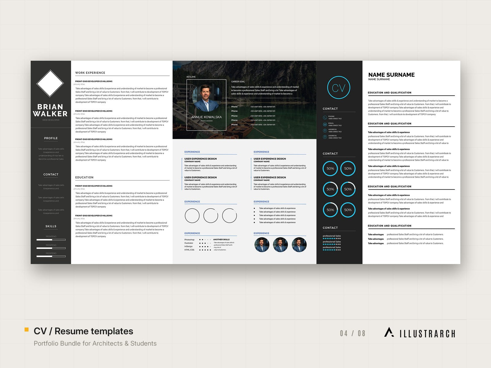 Portfolio Bundle for Architects & Students: cv resume templates
