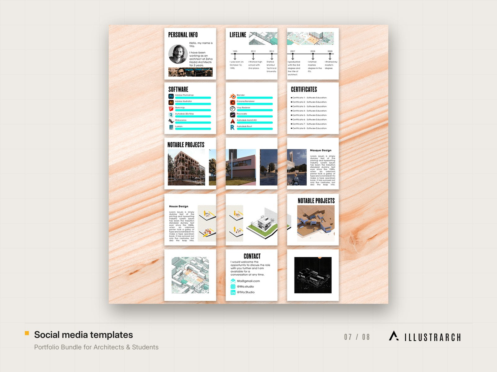 Portfolio Bundle for Architects & Students: social media templates