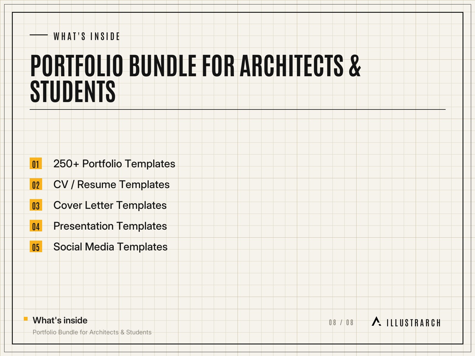 Portfolio Bundle for Architects & Students: card what s inside