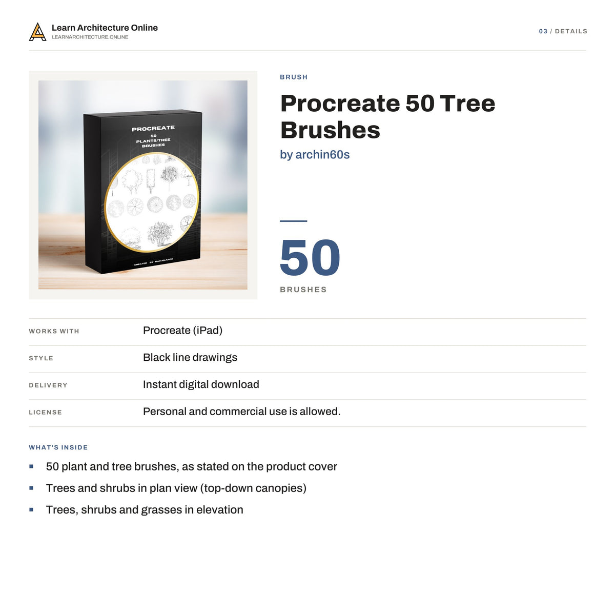 Procreate 50 Tree Brushes details