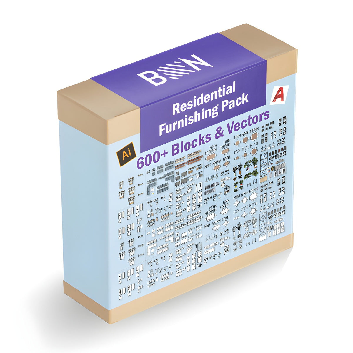 Residential Furnishing – CAD Mega Pack — CAD block set for architectural drawings, preview 2 of 10