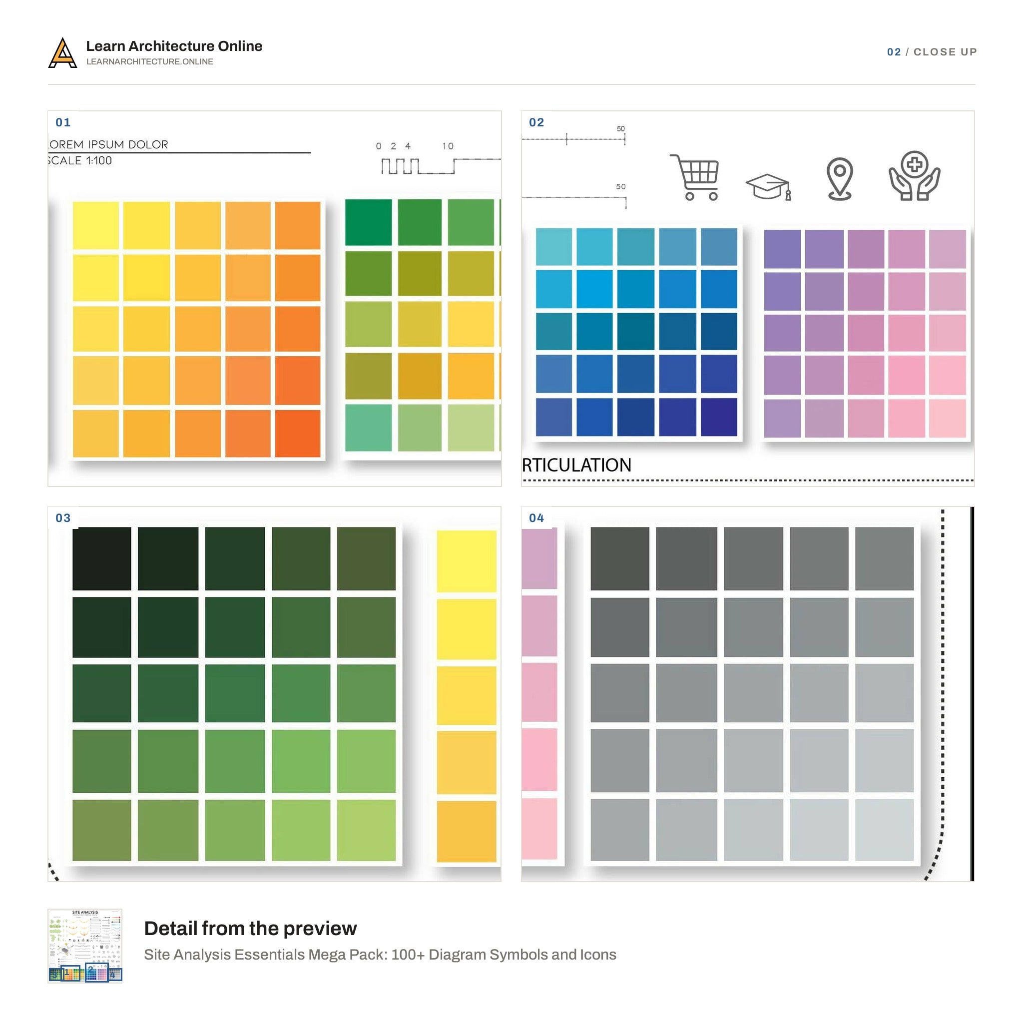 Site Analysis Essentials Mega Pack: 100+ Diagram Symbols and Icons close up