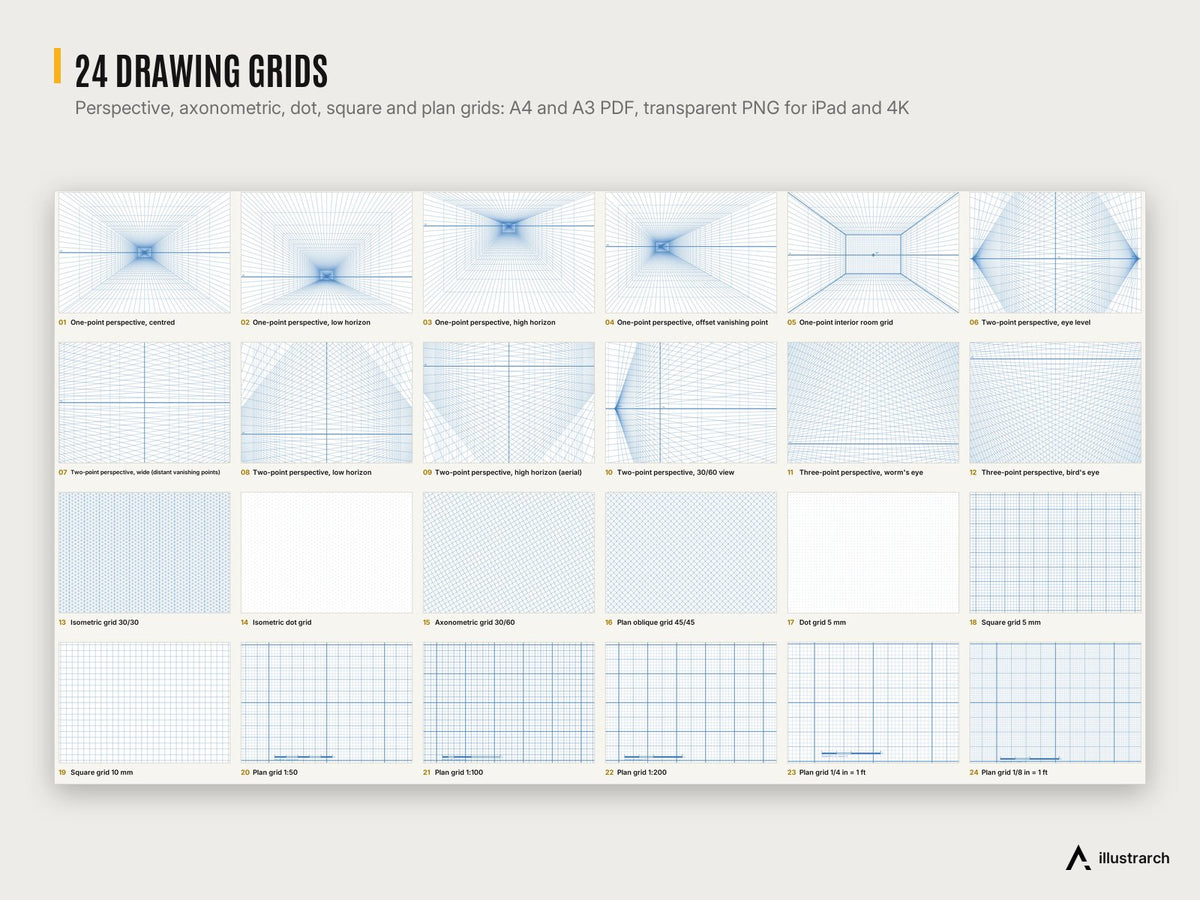 Sketch and Hand Drawing Mega Pack: drawing grids