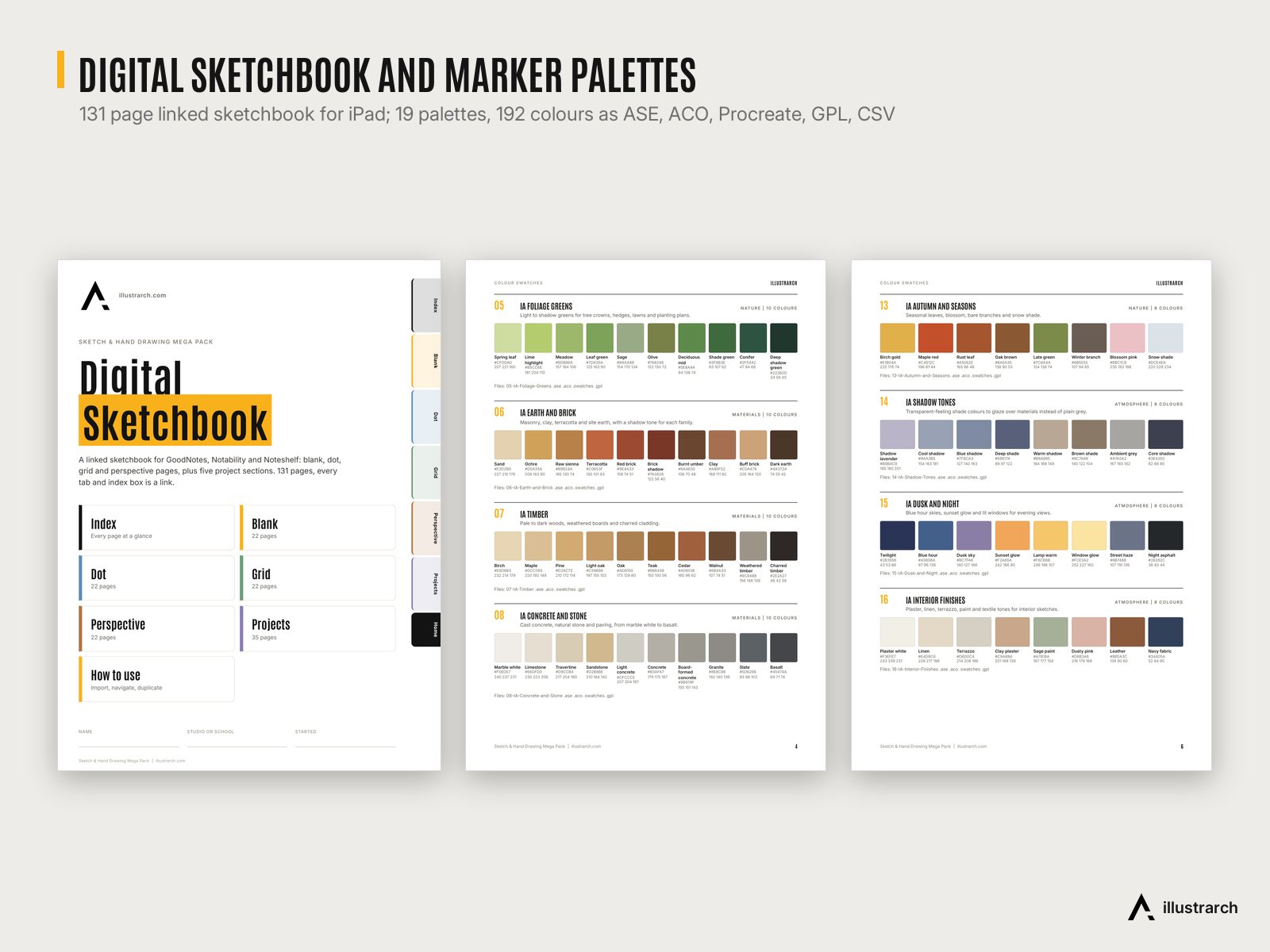 Sketch and Hand Drawing Mega Pack: sketchbook and swatches