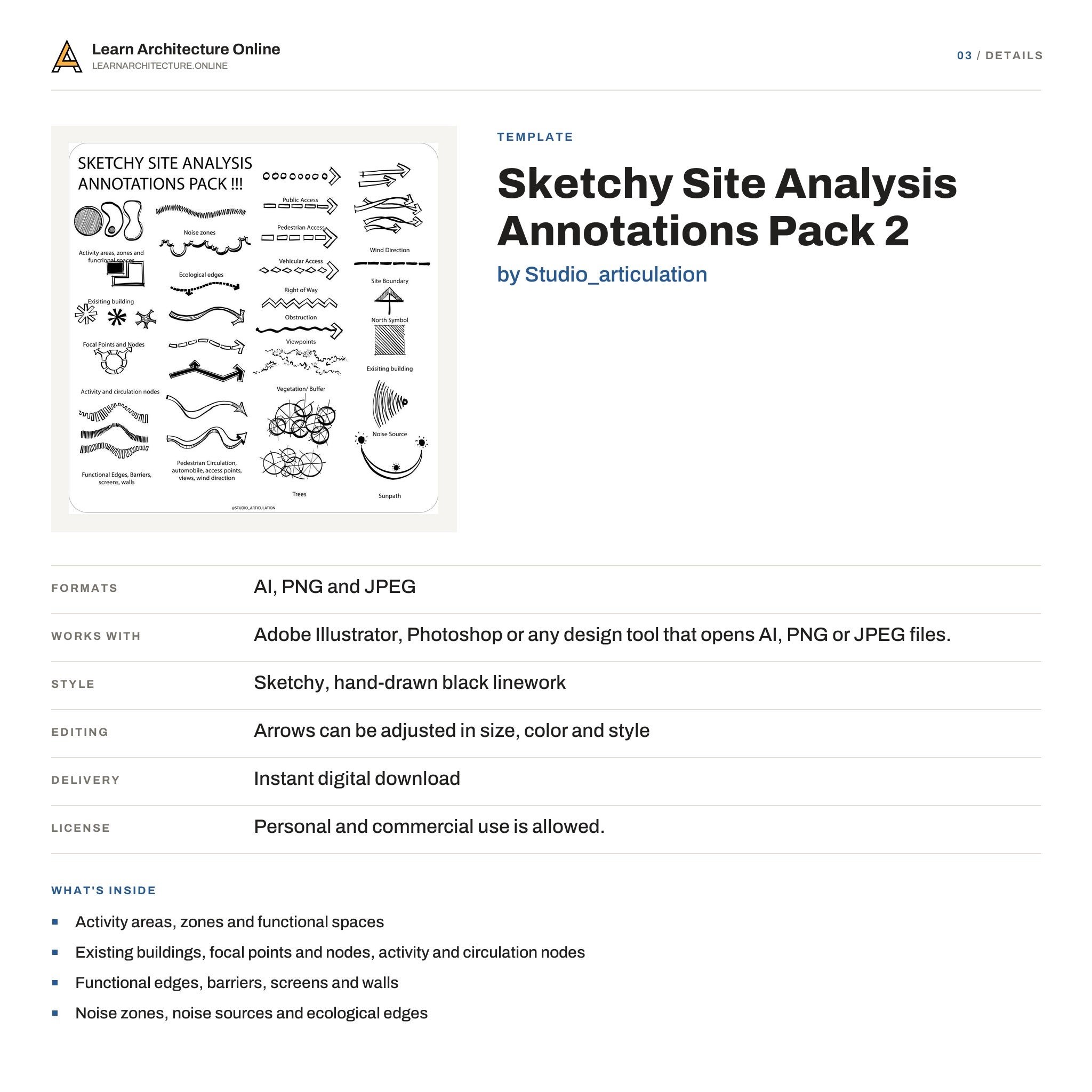 Sketchy Site Analysis Annotations Pack 2 details