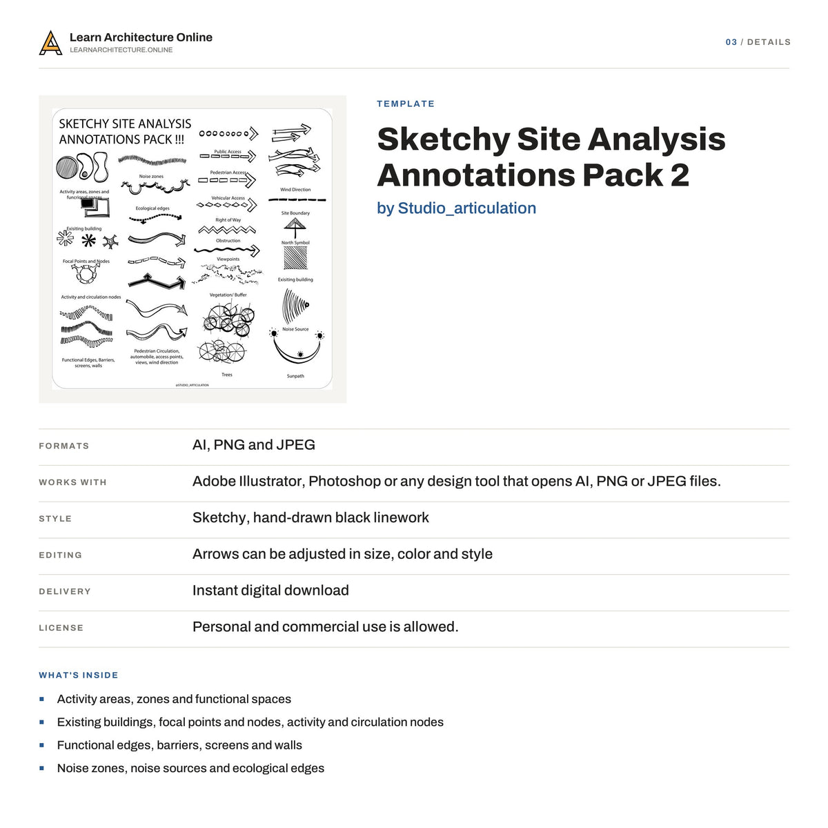 Sketchy Site Analysis Annotations Pack 2 details