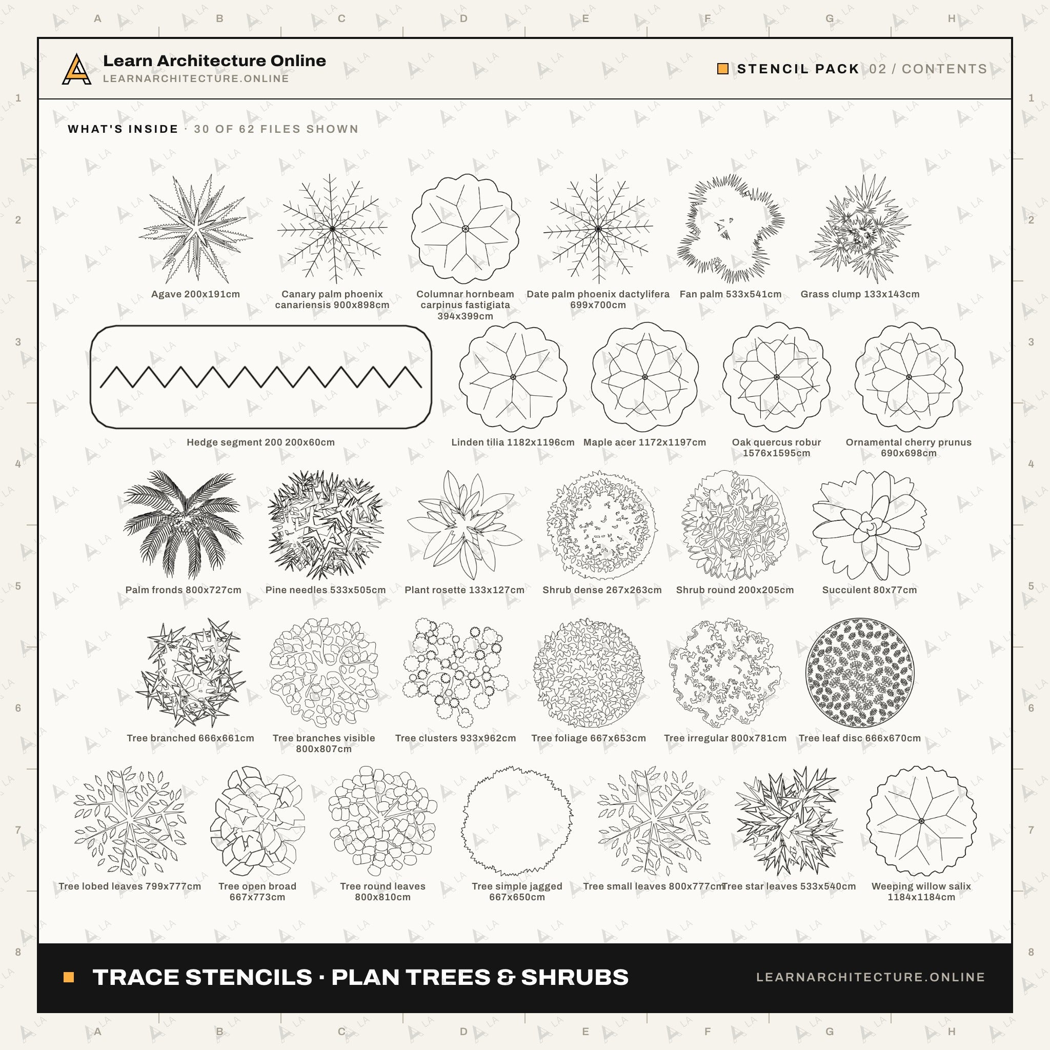 Trace Stencils: Plan Trees & Shrubs: contents