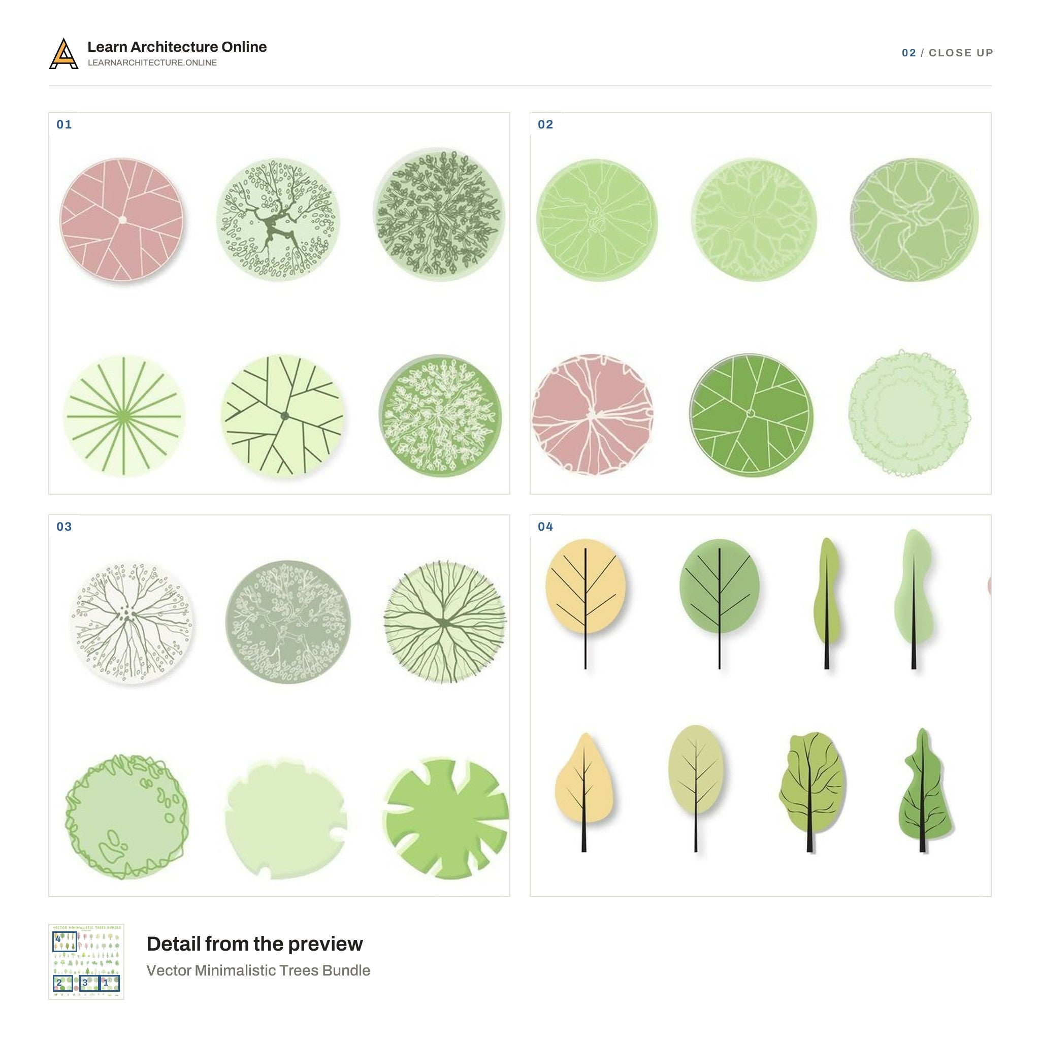 Vector Minimalistic Trees Bundle close up