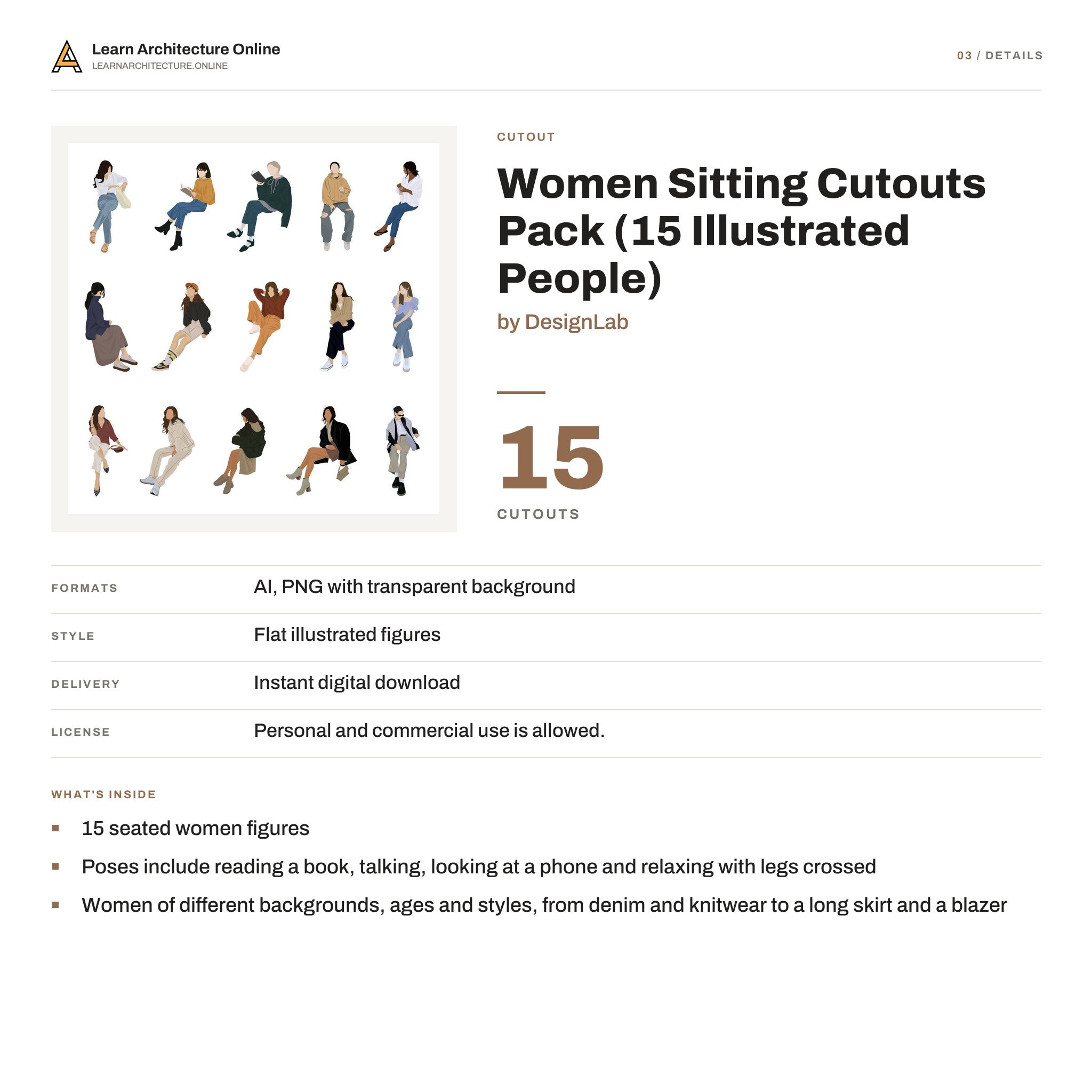 Women Sitting Cutouts Pack details